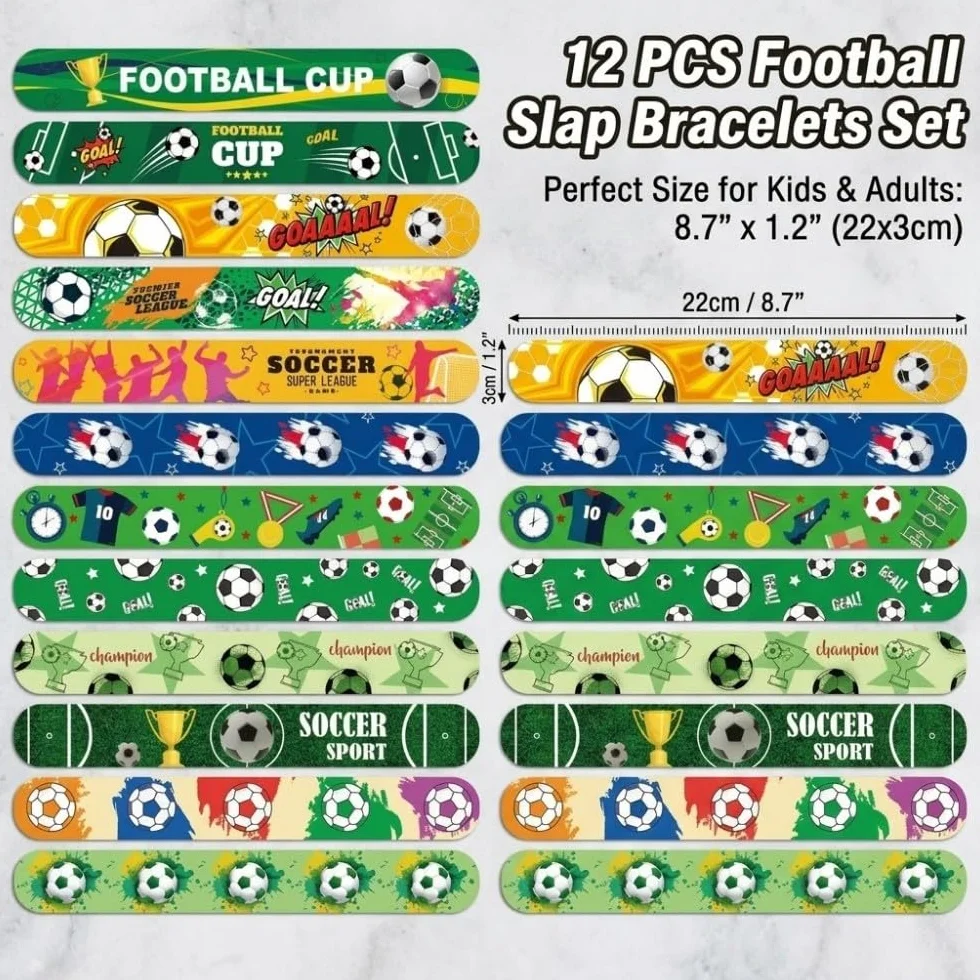 Lot de 12 Bracelet Claquant Football, Accessoires de Supporter pour Stade, Décoration de Fête pour Adultes