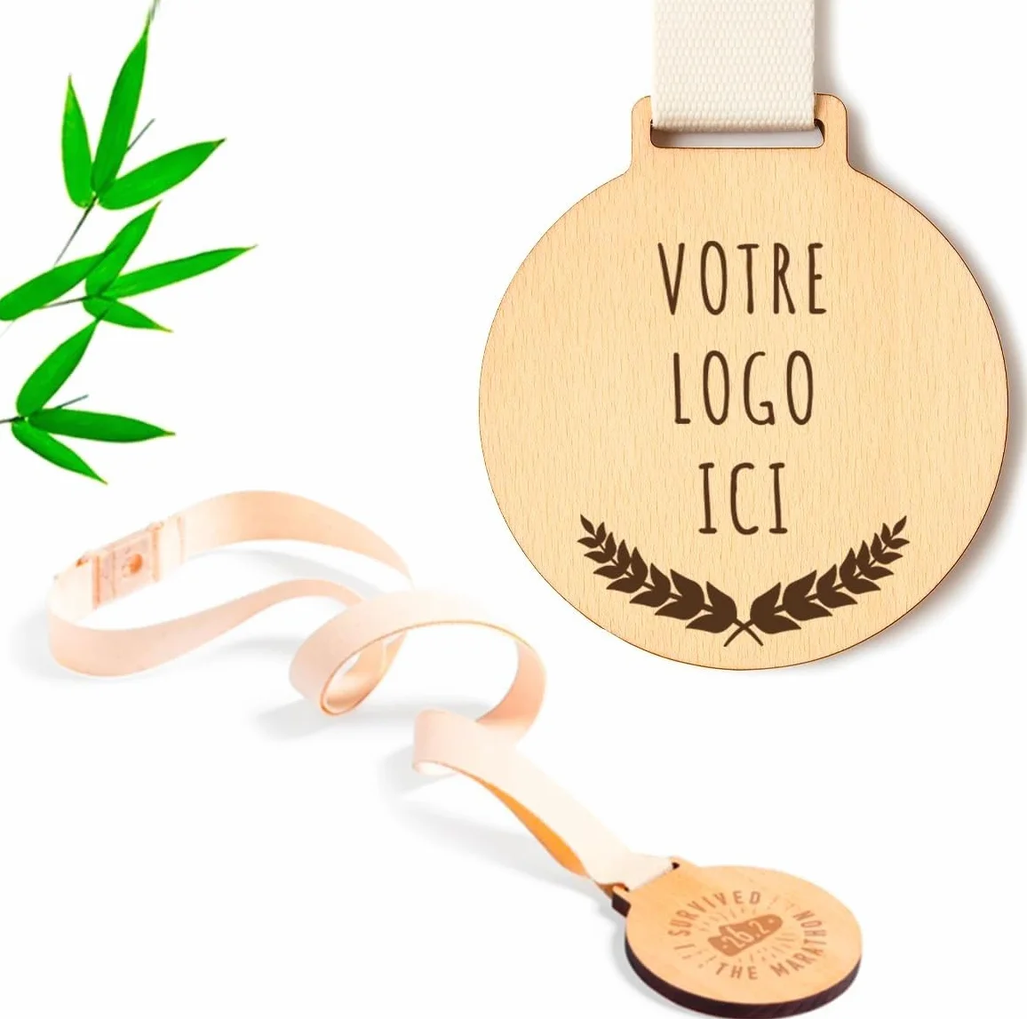 Médaille personnalisée en Bois – Trophée Gravure Laser pour Prénom, Chrono, Logo