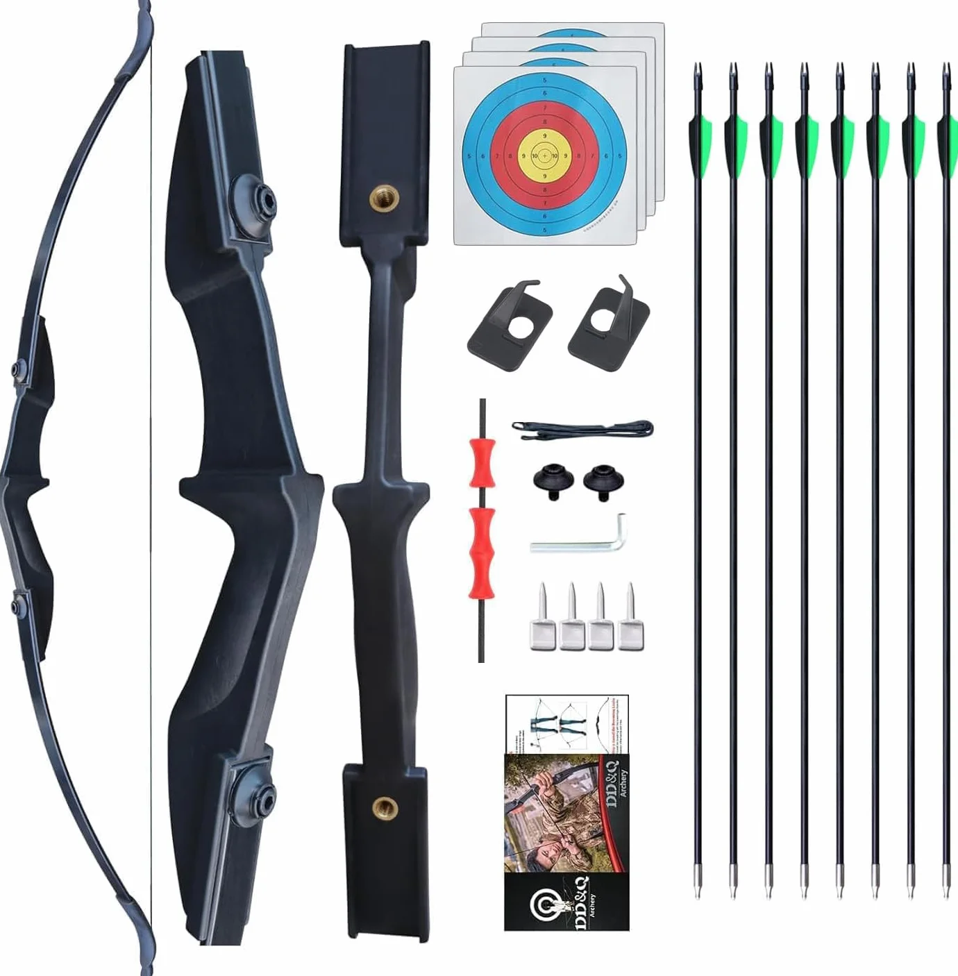 Tir à l'arc Takedown Arc Classique pour Adulte Débutant Droitier Long Arc Kit Plein air
