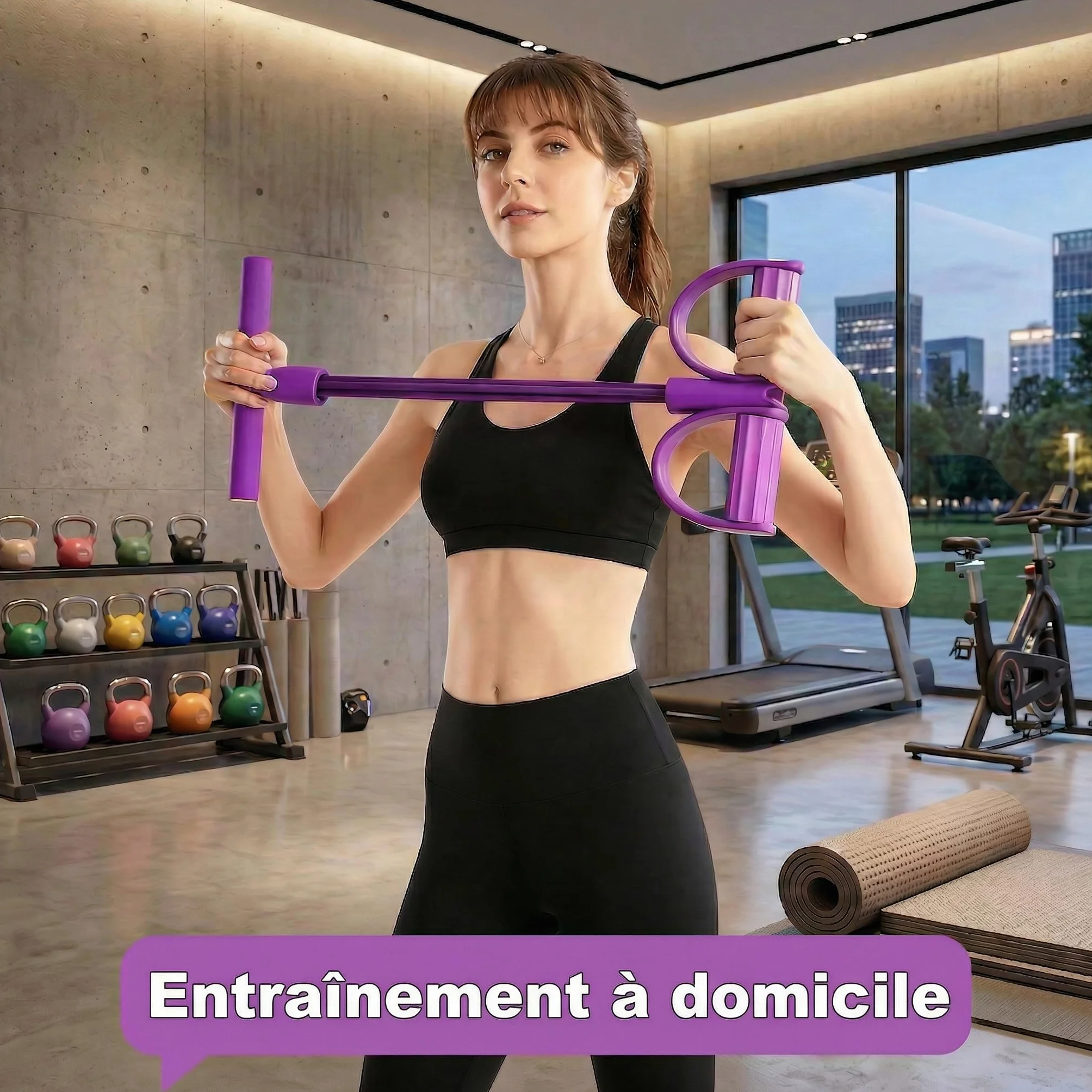 Bande de Résistance Musculation 6 Tubes avec Pédales et Poignées pour Abdominaux, Yoga, Fitness