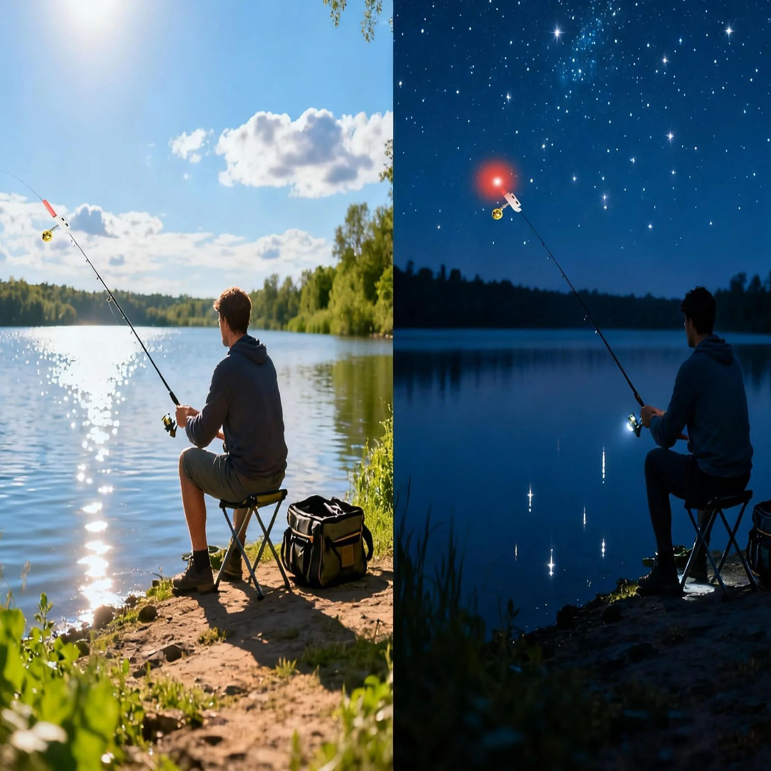 Lampes LED de pêche étanches avec alarme, indicateurs de touche pour canne, accessoire 5 pièces