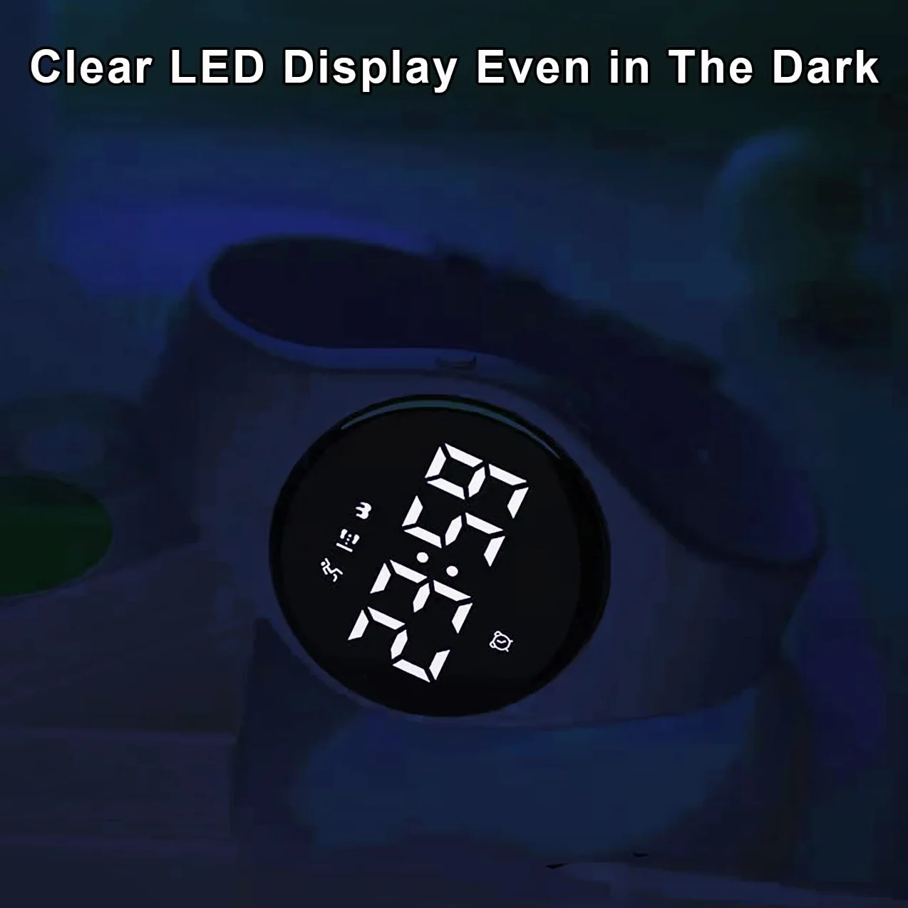Montre Connectée Podomètre Rechargeable IP68 Etanche 20 Jours Batterie 3 Réveils Enfants Numérique