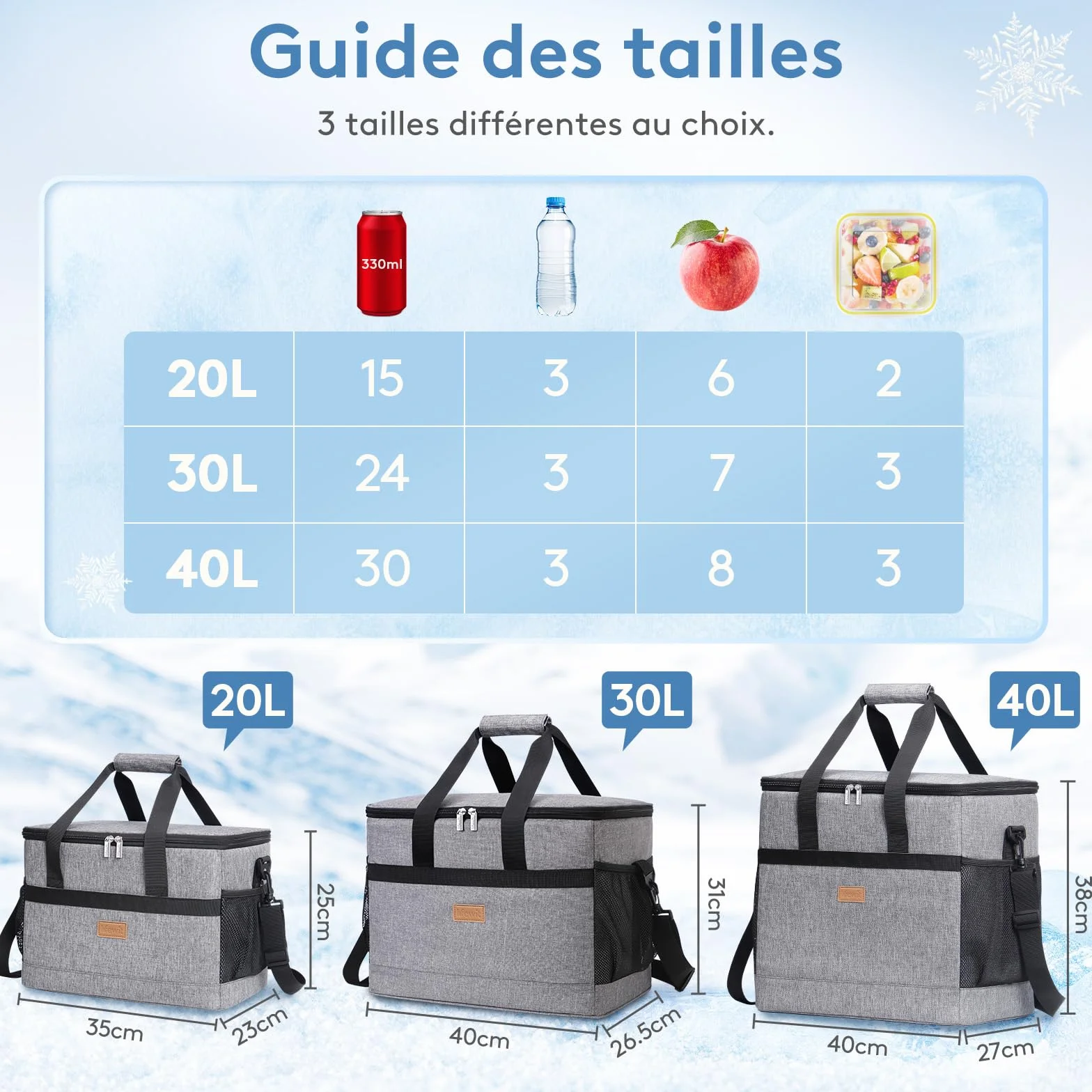 Lifewit Sac Isotherme 30L, Glacière Souple Portable pour Voyage, Pique-Nique, Camping, Gris