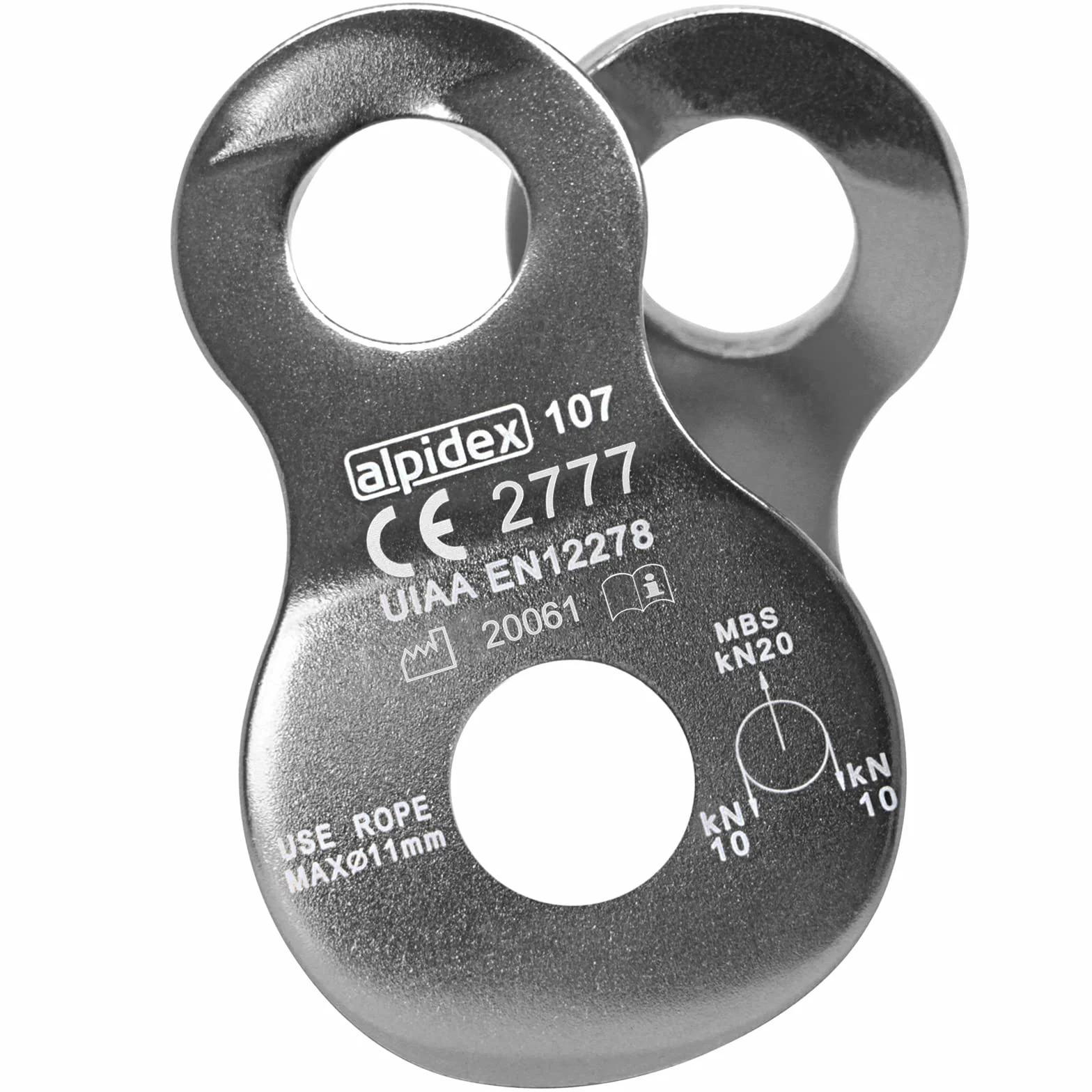 ALPIDEX Poulie de Renvoi 20 kN EN12278 Mobile Pulley Câbles 11 mm Diamètre