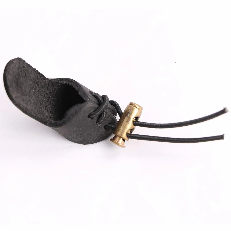 Lot de 2 doigts de tir à l'arc en cuir pour pouce et flèche - Noir