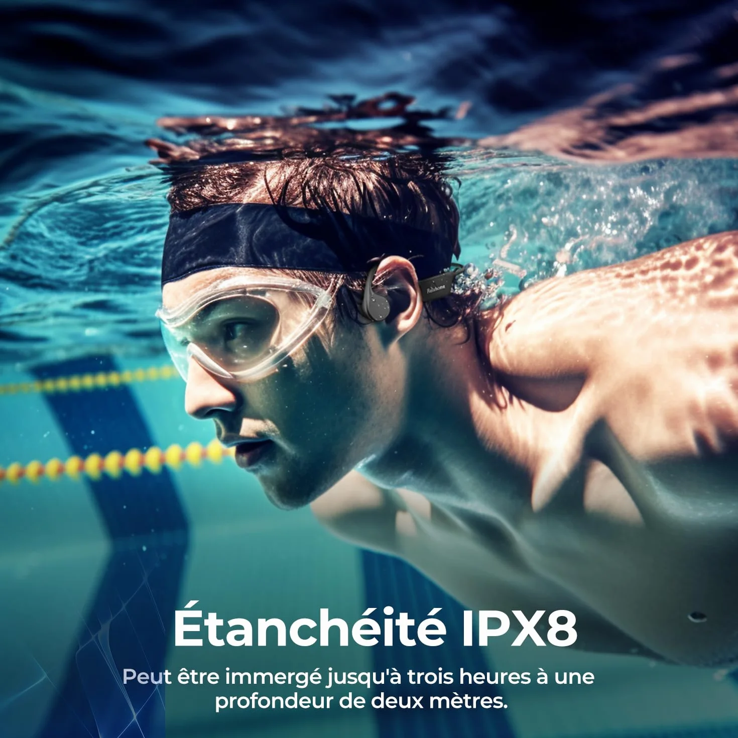 Casque Conduction Osseuse Bluetooth 5.4, Mémoire 32 Go Intégrée, Lecteur MP3 Étanche IPX8, 10 Heures de Jeu, Écouteur Natation sans Fil