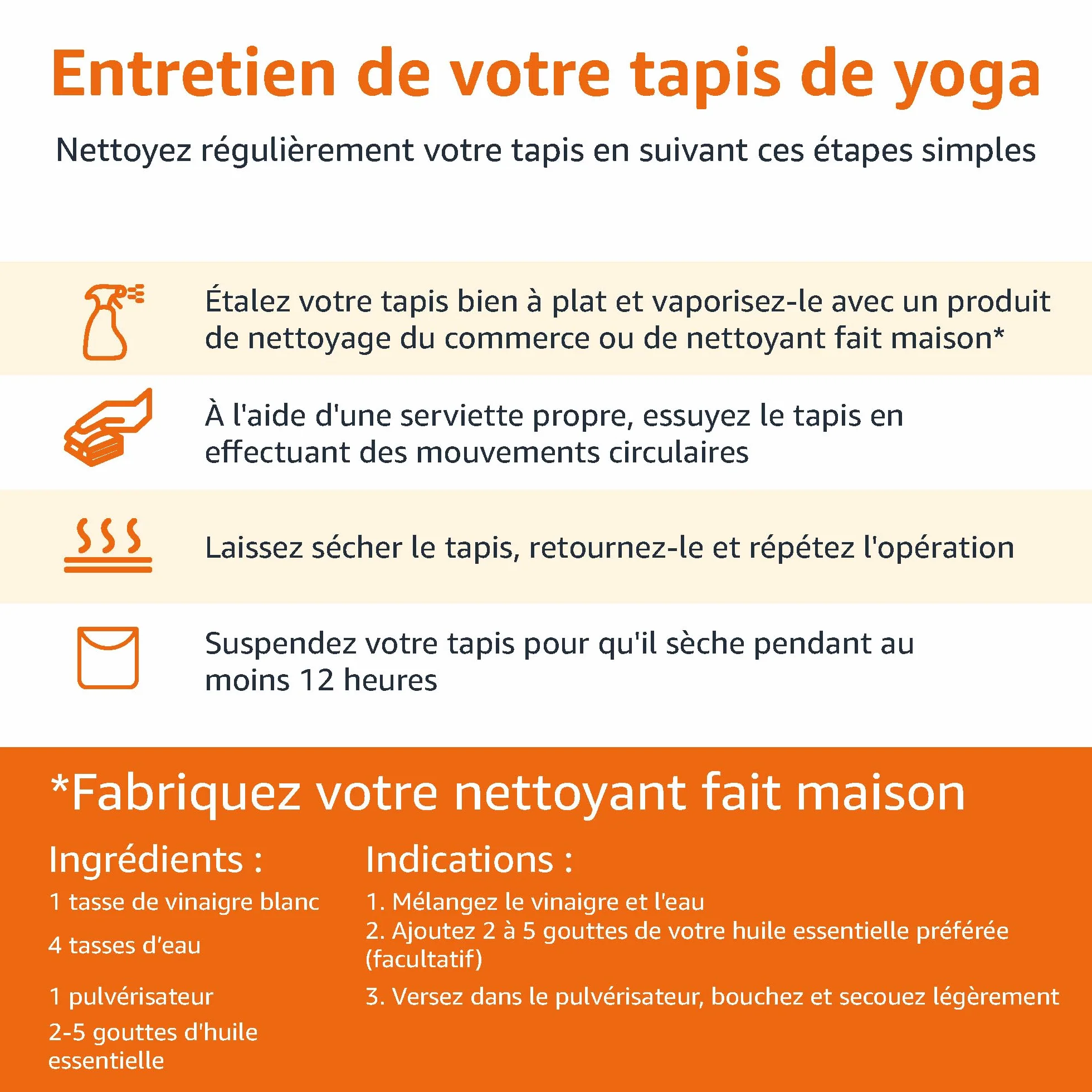 Amazon Basics Tapis de yoga antidérapant épais 183 x 61 x 1 cm Noir