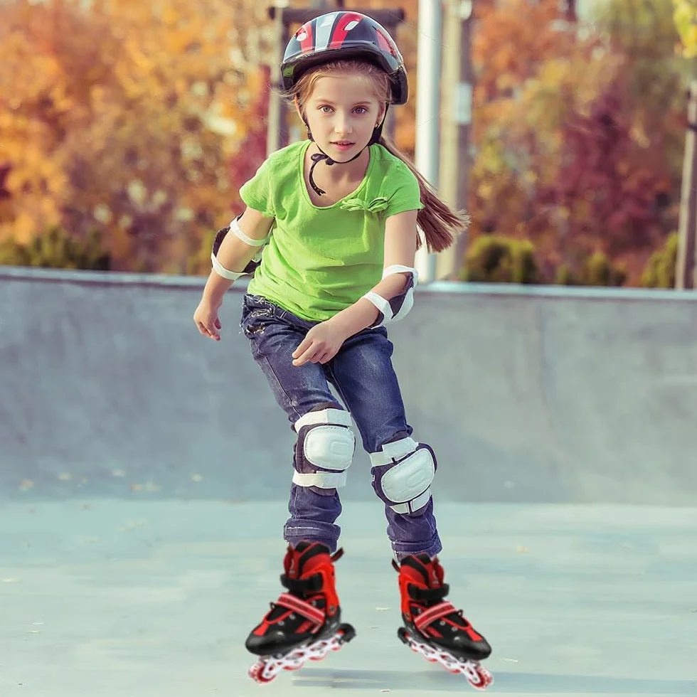 Patins à roulettes pour Enfants Filles et garçons Taille réglable Intérieur Extérieur