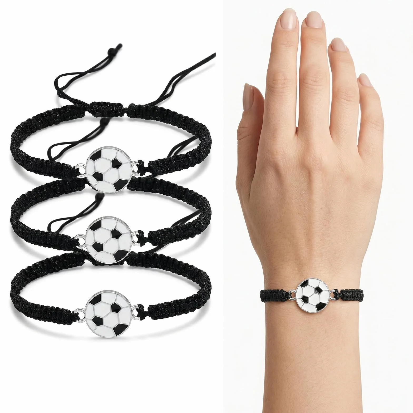Bracelet Football Enfant Adulte Tressé Réglable Garçon Fille Cadeau Anniversaire Foot Accessoire Supporter