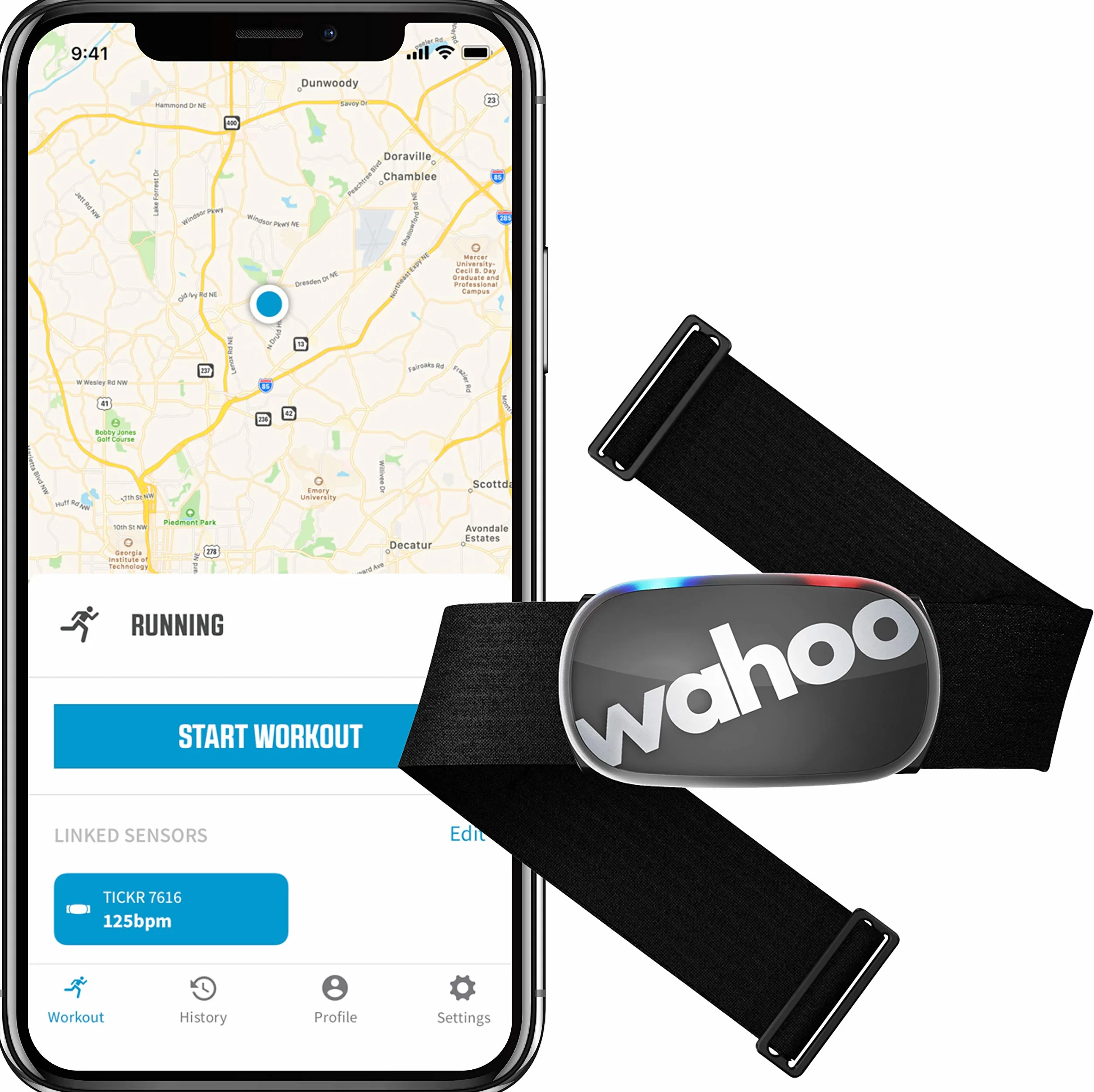 Wahoo TICKR Heart Rate Monitor Chest Strap Bluetooth Ant+