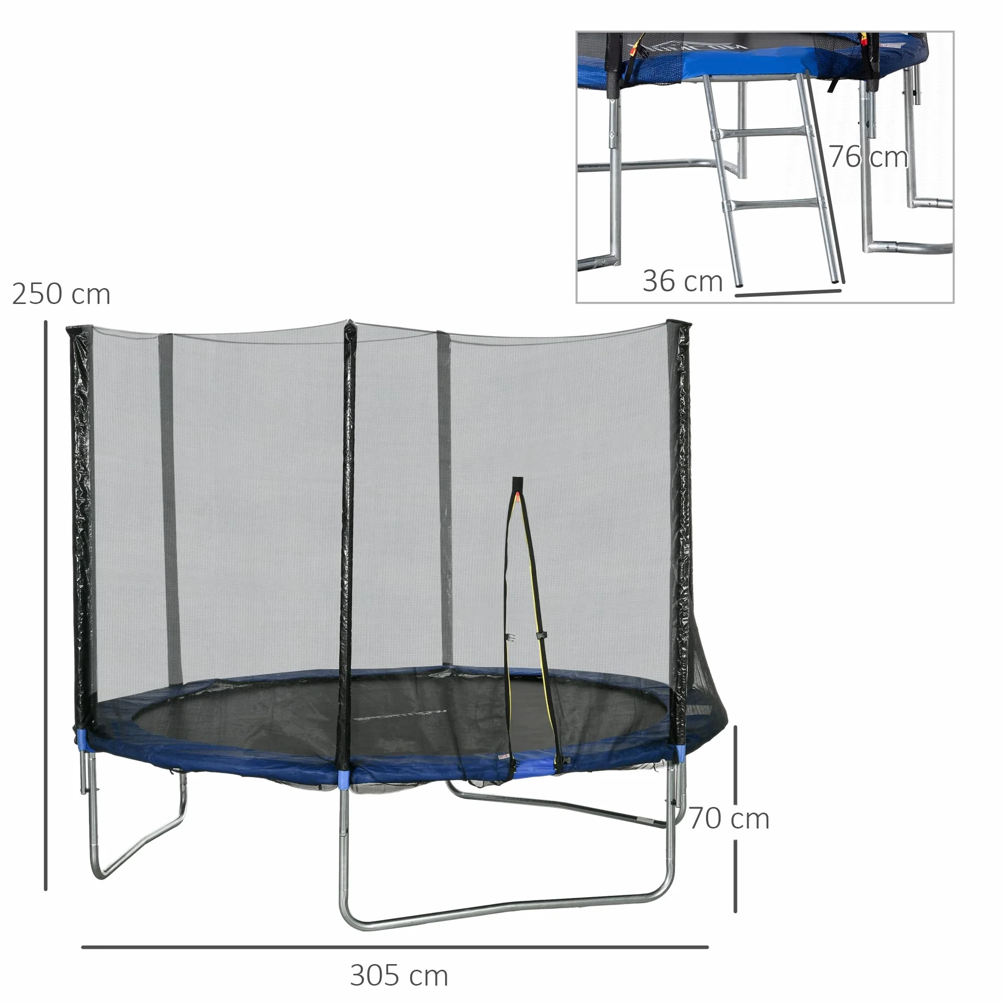 SPORTNOW Trampoline Exterieur Enfant 305cm avec Filet de Sécurité