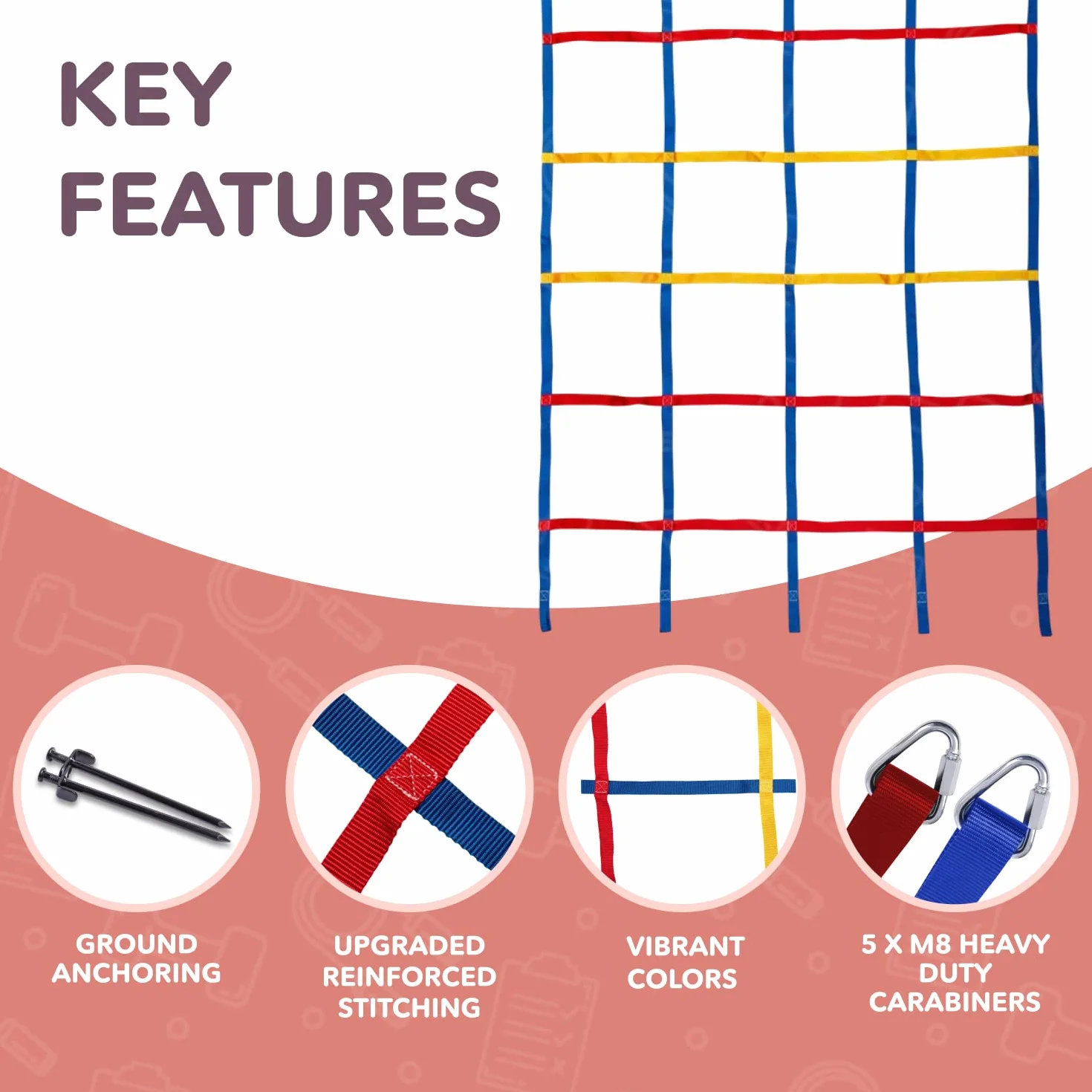 Slackline Ninja Filet d'escalade pour Enfants 2 mètres Parcours d'obstacles