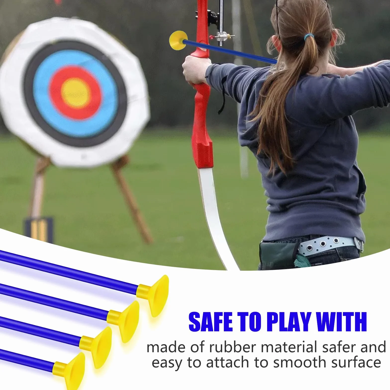 Flèches à Ventouse Plastique 42 cm pour Entraînement au Tir - Bleu