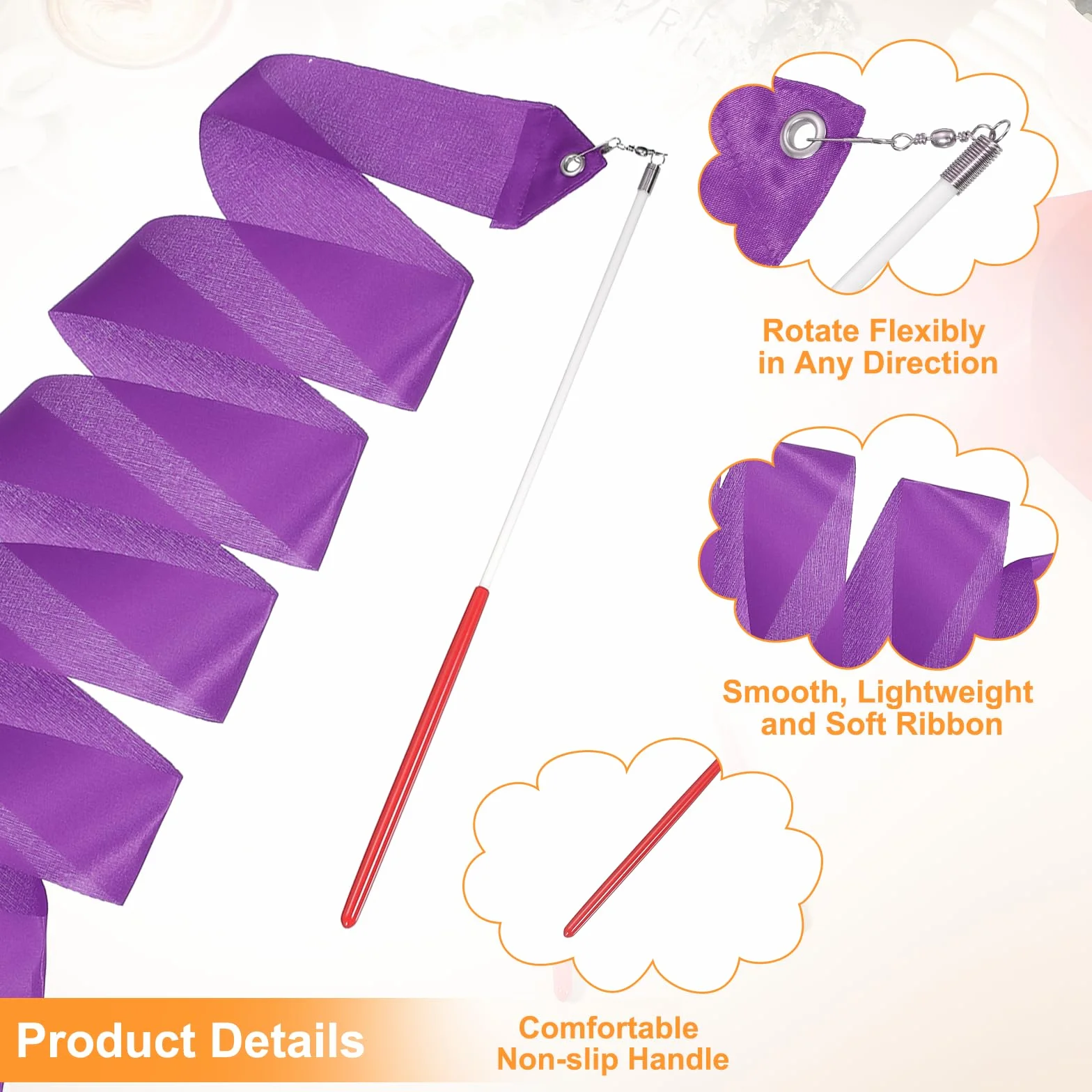 QUARKZMAN 78.7" Rubans De Gymnastique Rythmique Violet Foncé