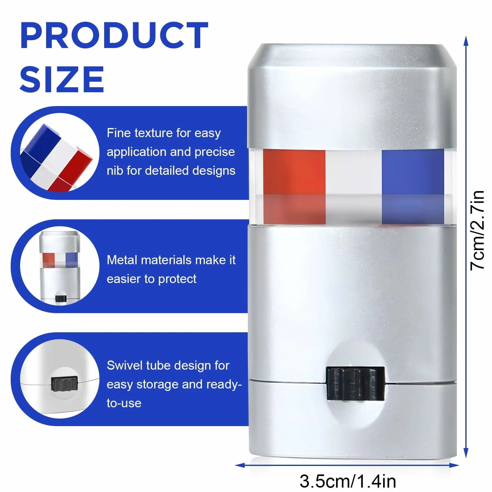 Crayon de Maquillage France Tricolore Bleu Blanc Rouge 3 Pièces
