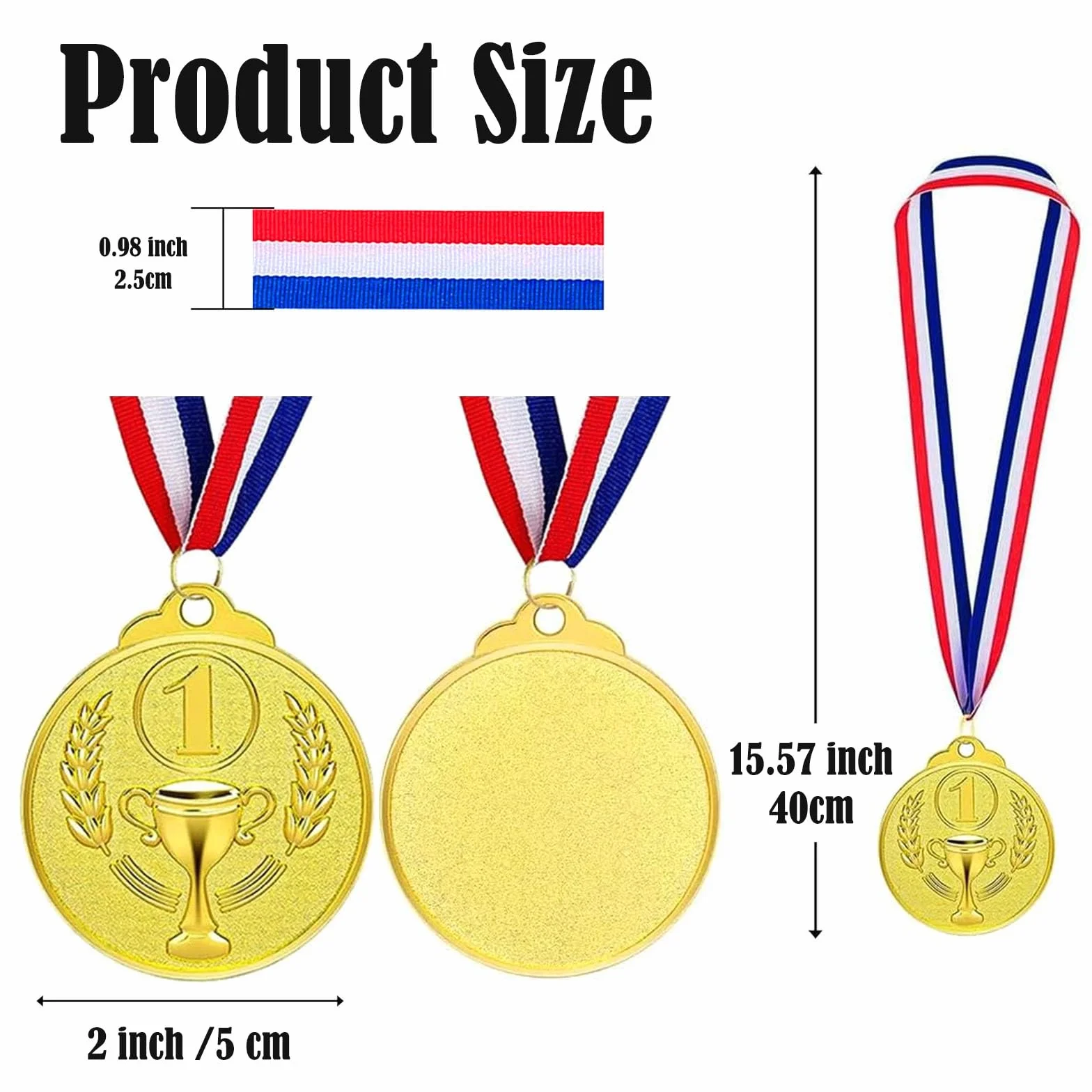 Médaille de Récompense 12 Pièces Or Argent Bronze avec Rubans Cou Style Olympique 5 cm