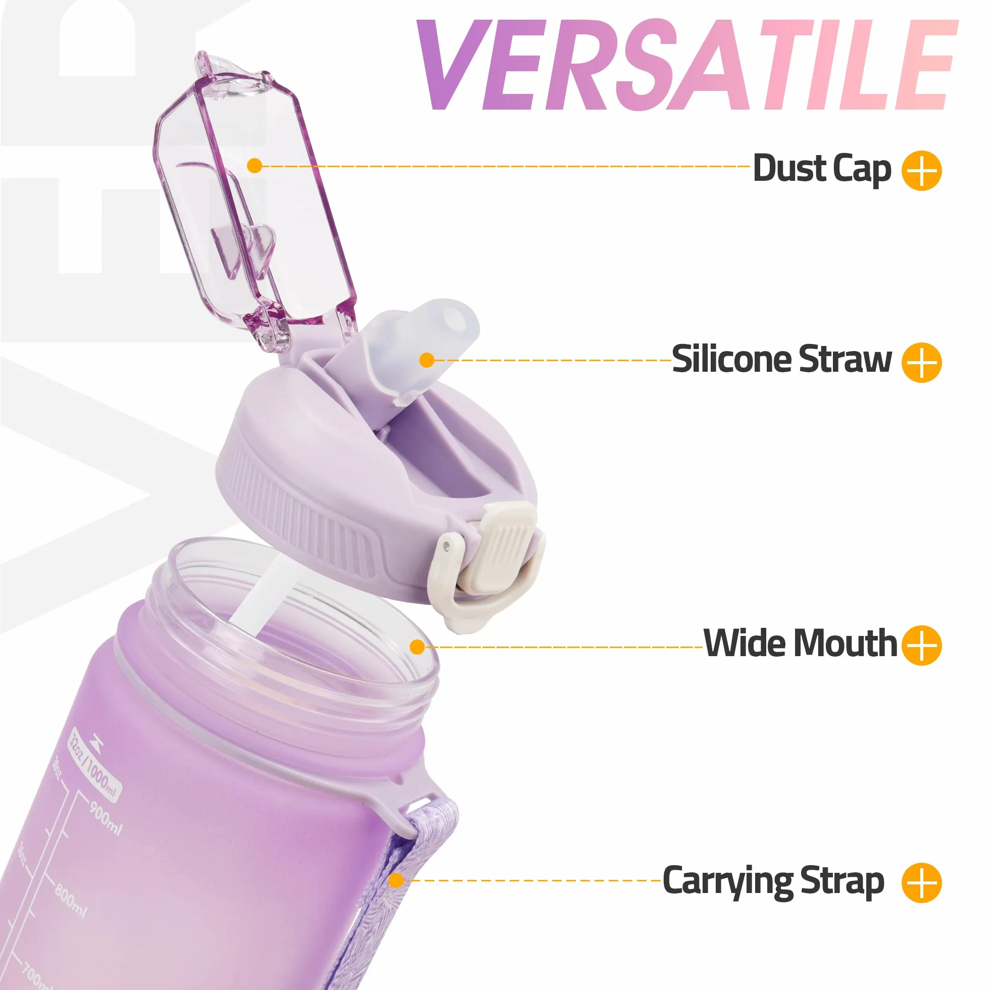 Gourde Sport 1L Bouteille d'eau étanche sans BPA pour Fitness Gym Plein Air