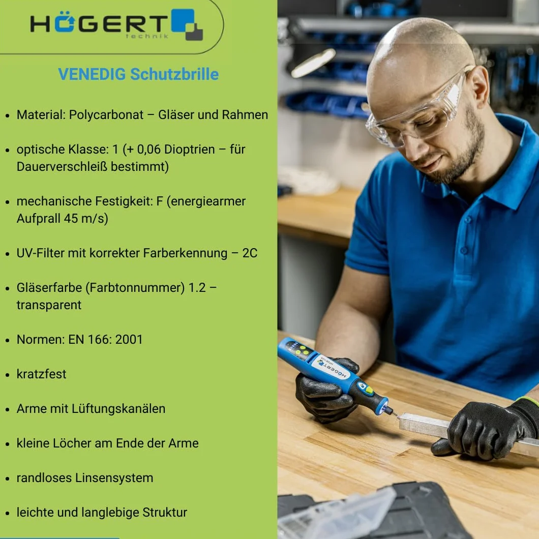 Högert Technik Lunettes de protection Venice transparentes EN 166:2001