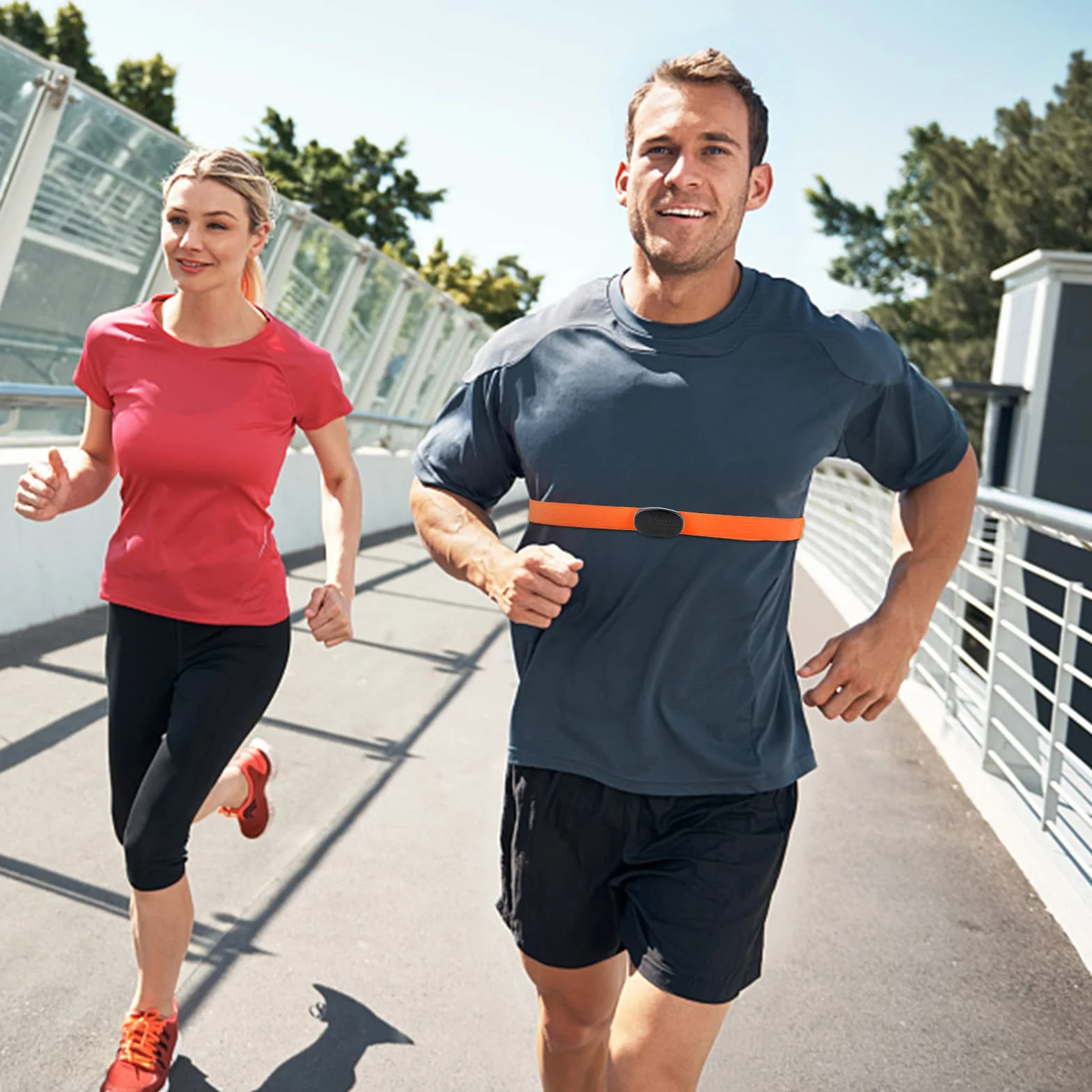 Ceinture Cardio de Remplacement Élastique Sangle de Poitrine pour Garmin, Wahoo Moniteur de Fréquence Cardiaque (Orange)