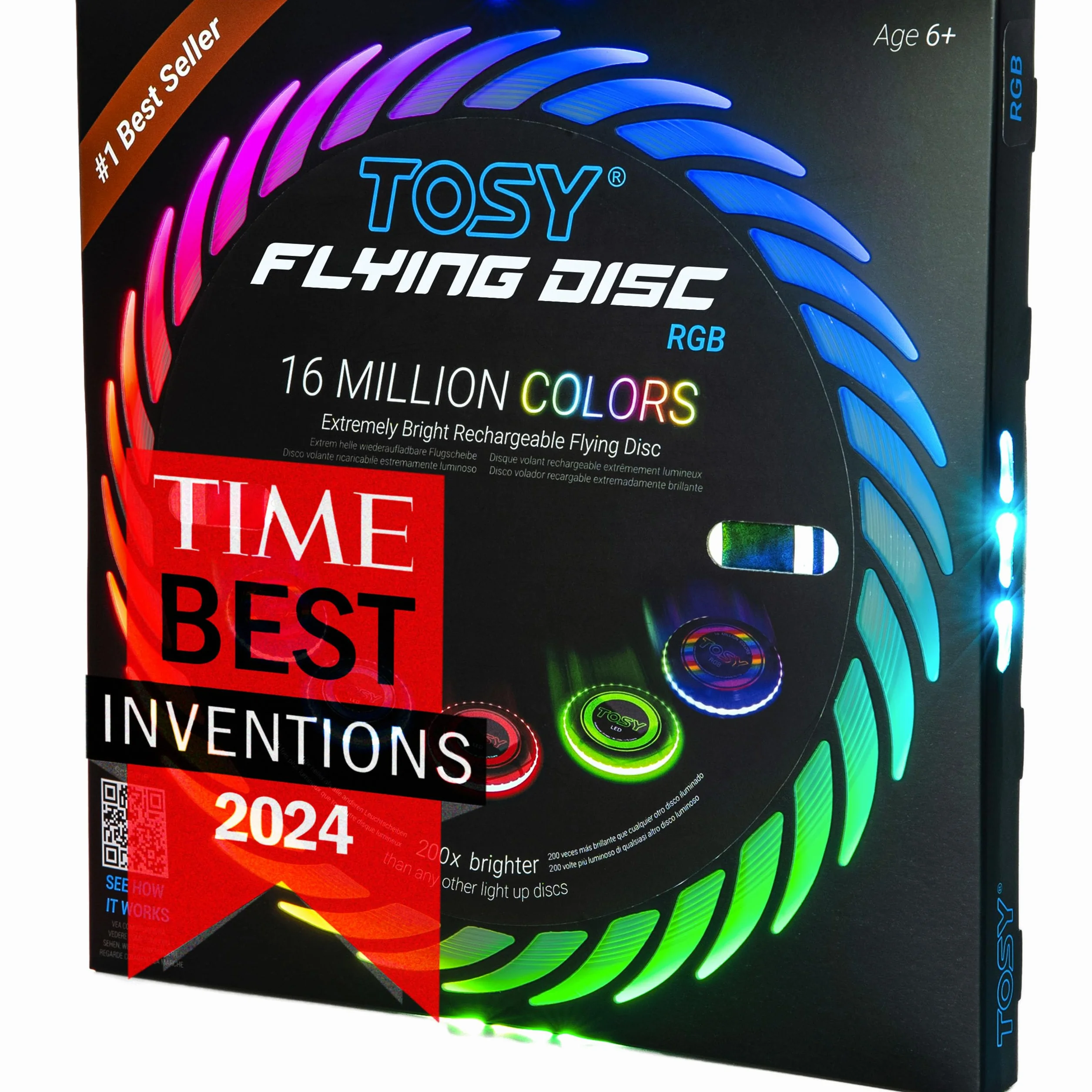 TOSY Disque Volant 36 LED RVB 16 Millions Couleurs Rechargeable Frisbee 175g Cadeau Noël