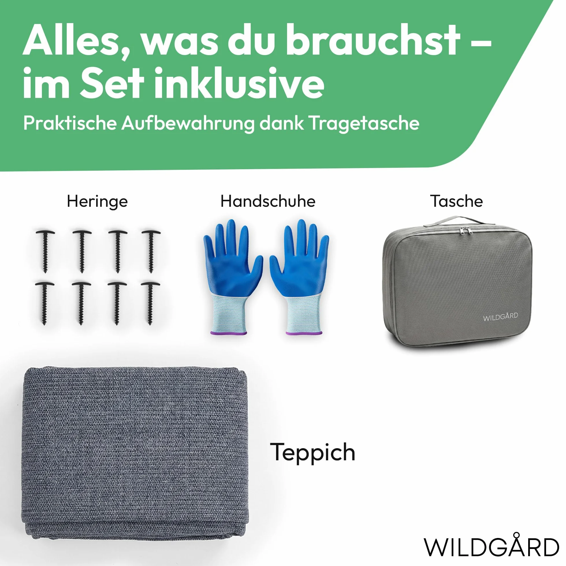 Tapis d'extérieur Bleu Gris différentes Tailles avec Sac de Transport Gants de Jardinage 8 Sardines Camping Caravane