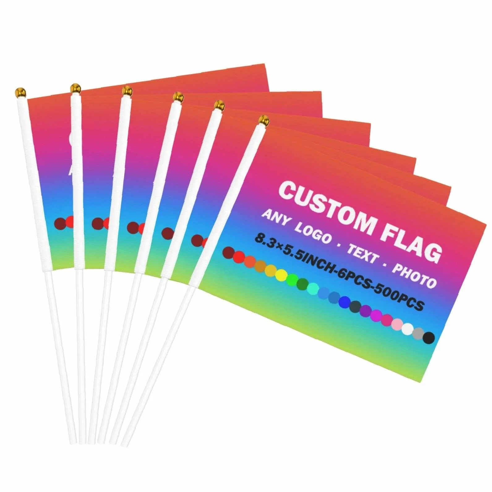 Drapeaux Portables Personnalisés avec Mât, Mini Drapeaux avec Logo et Texte pour Événements Sportifs, Match de Football