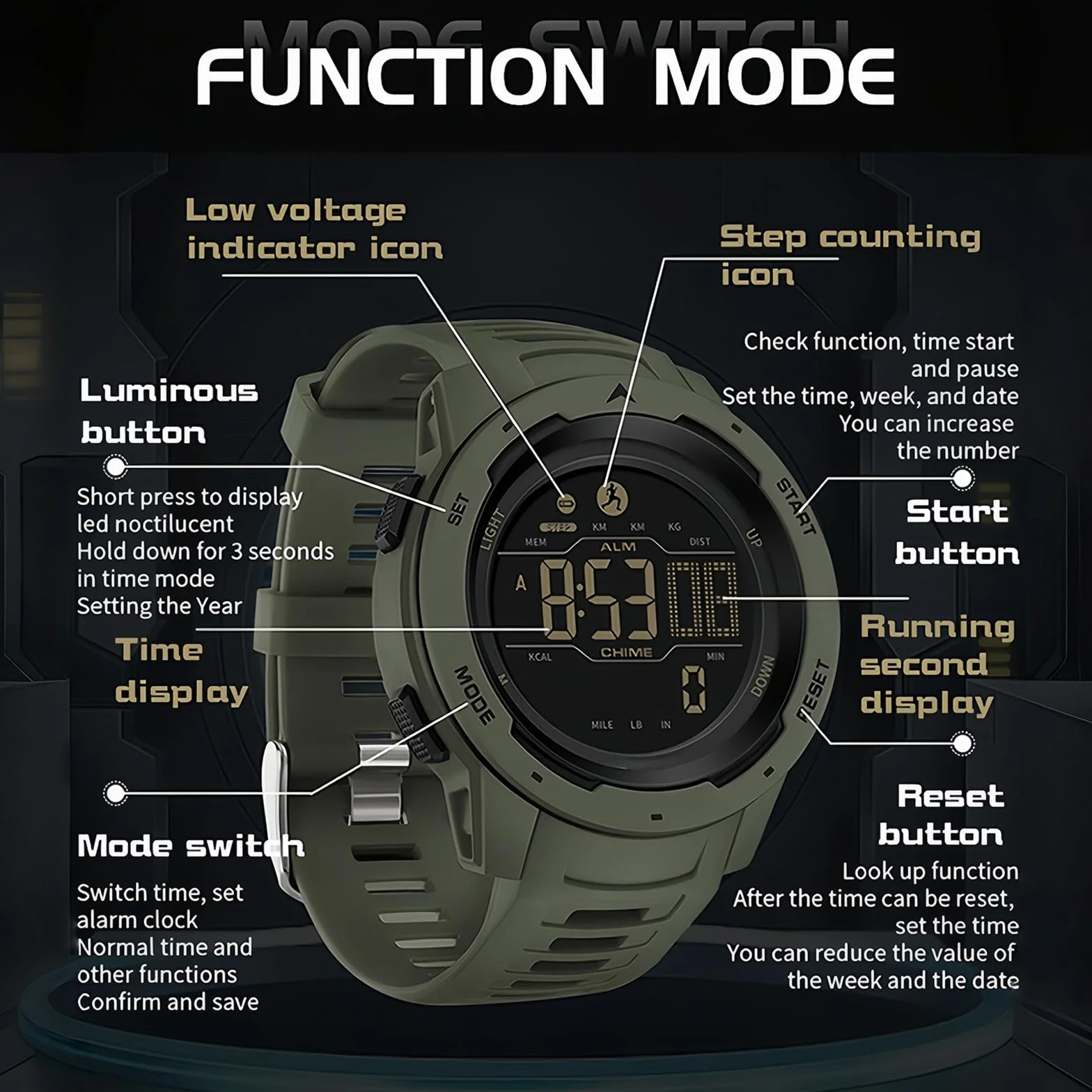 Flintronic Montre Podomètre sous-Marin de Plongée avec Comptage de Pas Calories Distance