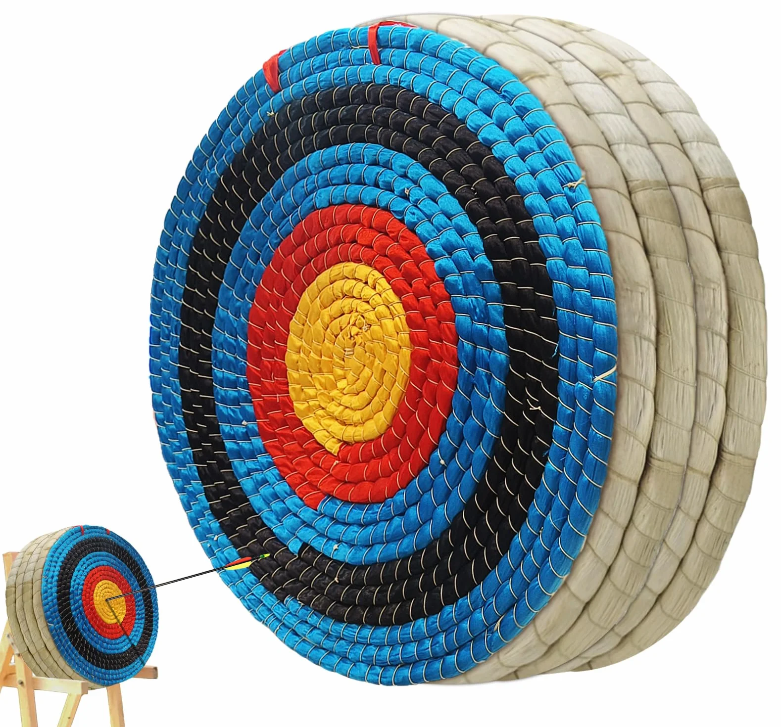 Cible de tir à l'arc 3 Couches en Paille Faite à la Main pour Arc incurvé, Composite ou Long