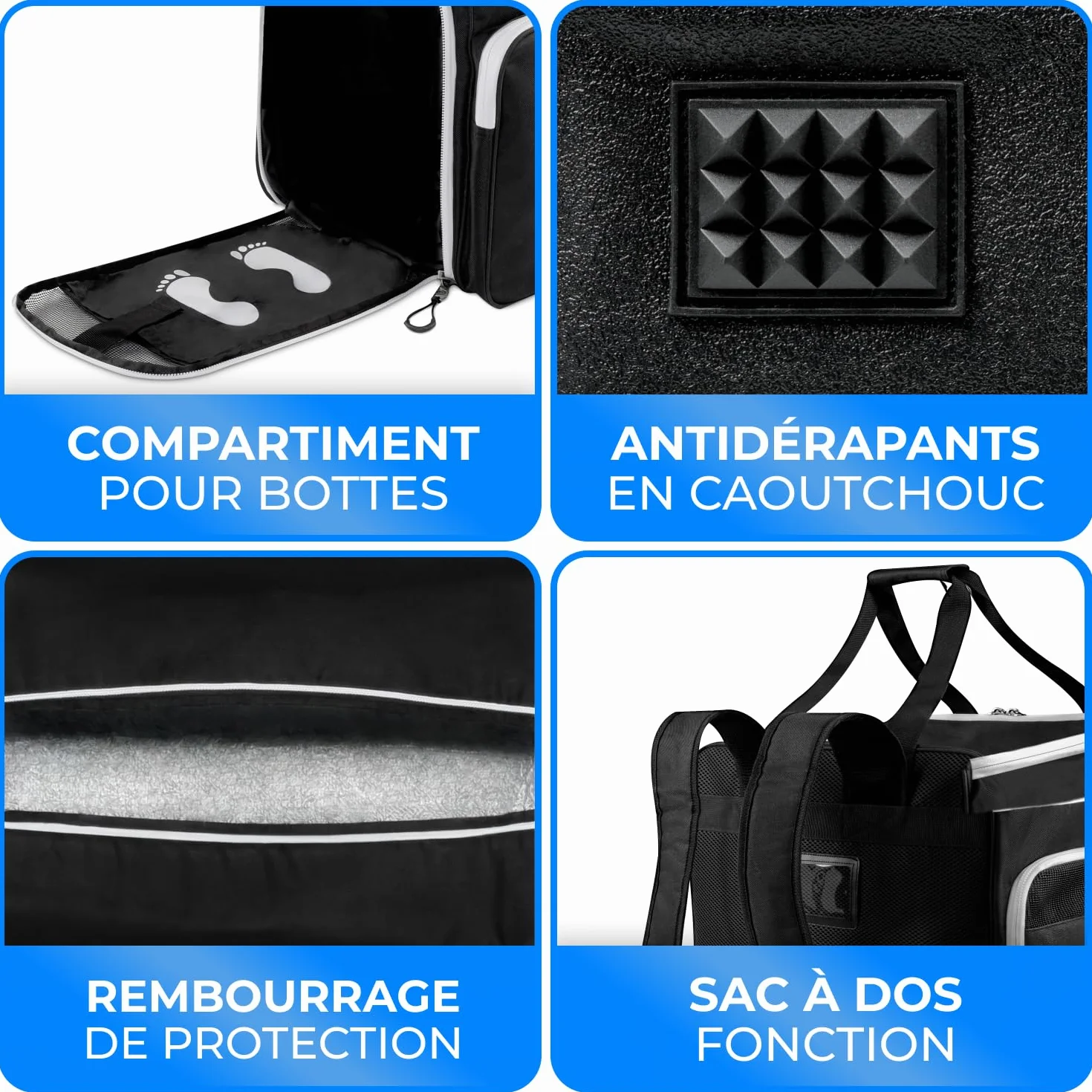 STYNGARD Set Double Sac de Ski pour 2 Paires de Skis 140-200 cm avec Sac à Chaussures de Ski et Compartiment Casque 54 L Modèle Salzburg