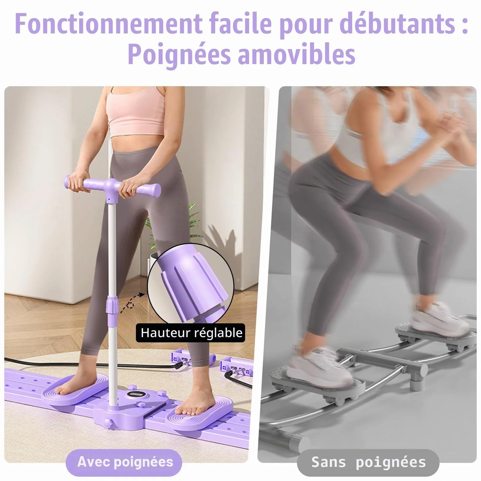 JAOGAUS Reformer Pilates Machine à Ski Pliable, Planche Abdominaux, Machine Sport Maison