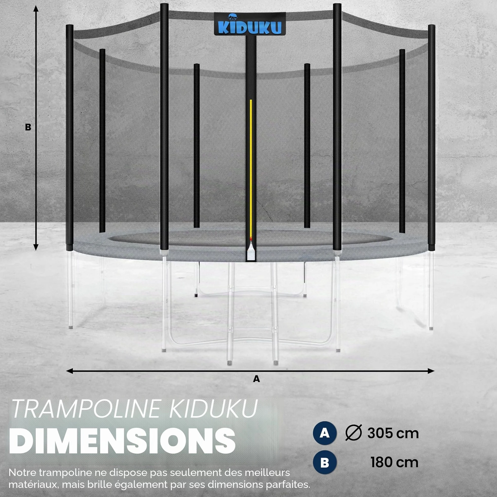 KIDUKU Filet de Remplacement pour Trampolines de Sécurité Ø 244-427 cm
