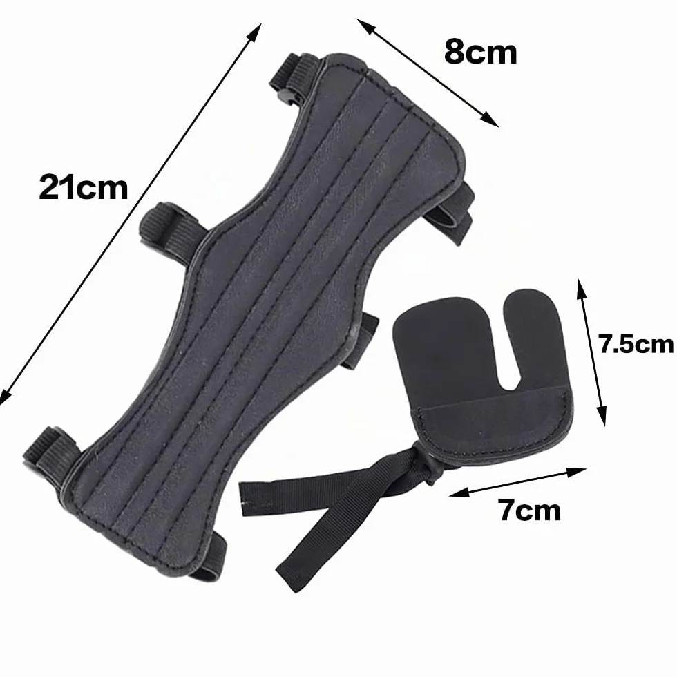 Garde de Bras de Tir à l'arc Réglable avec Protège Doigts, Protecteur en Cuir pour Arc Composé Arc Classique