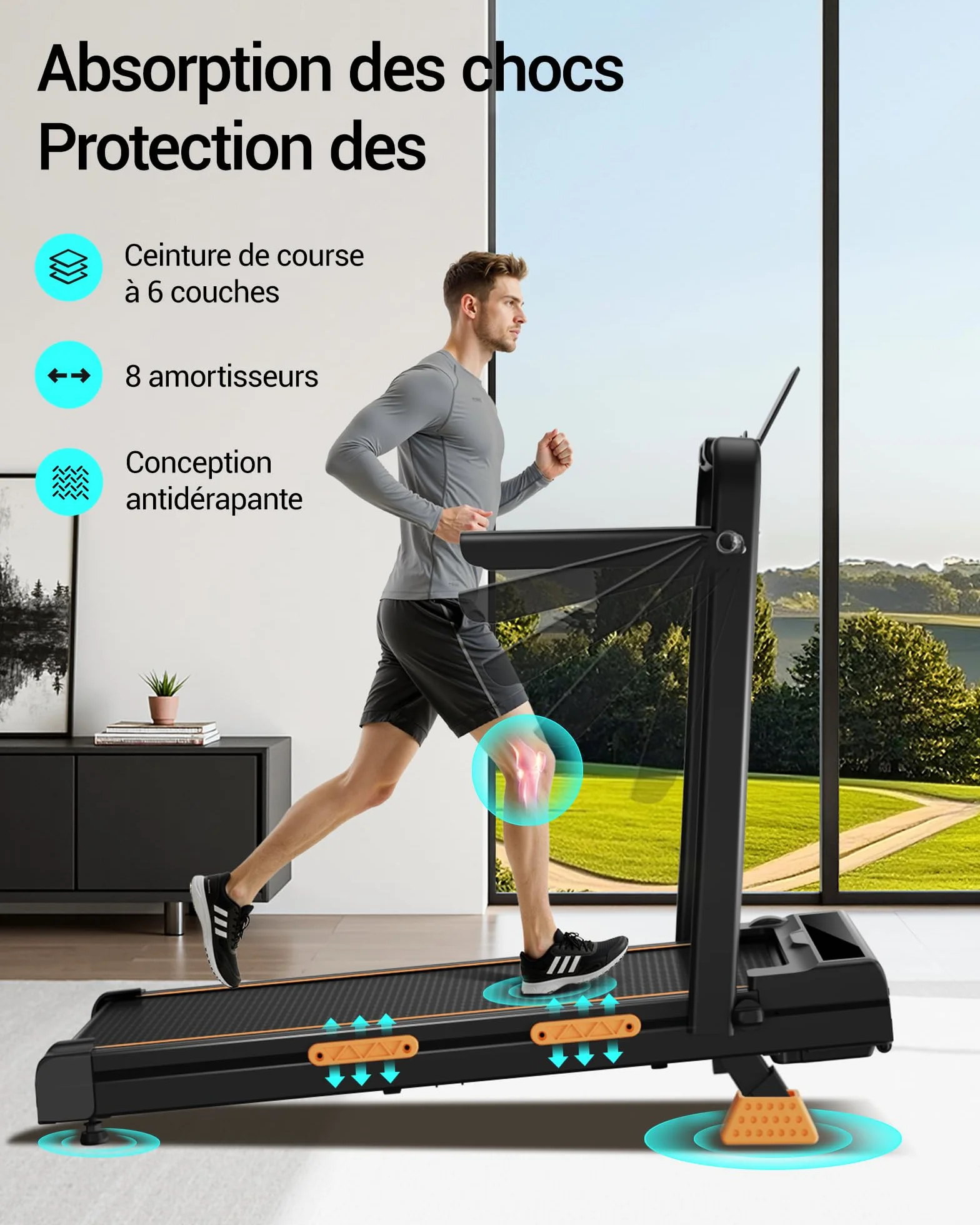 UMAY Tapis de Course Pliable Inclinable 16%, 10KM/H, Affichage LED, Télécommande, 3.0 CV, Max Charge 136KG