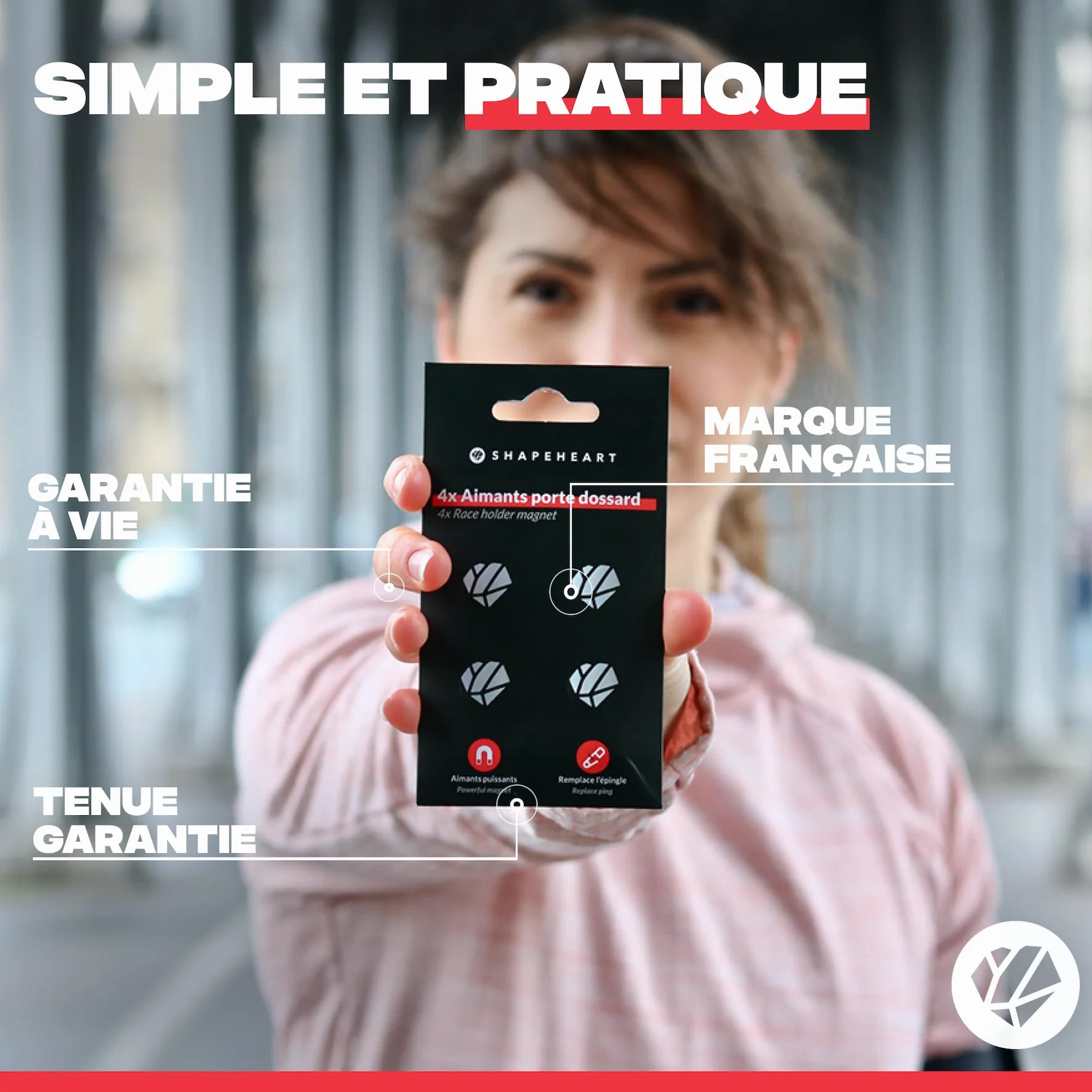 Shapeheart Porte Dossard Magnétique 4 Paires d'Aimants Running Trail Triathlon Équitation Universel Tout Tissu