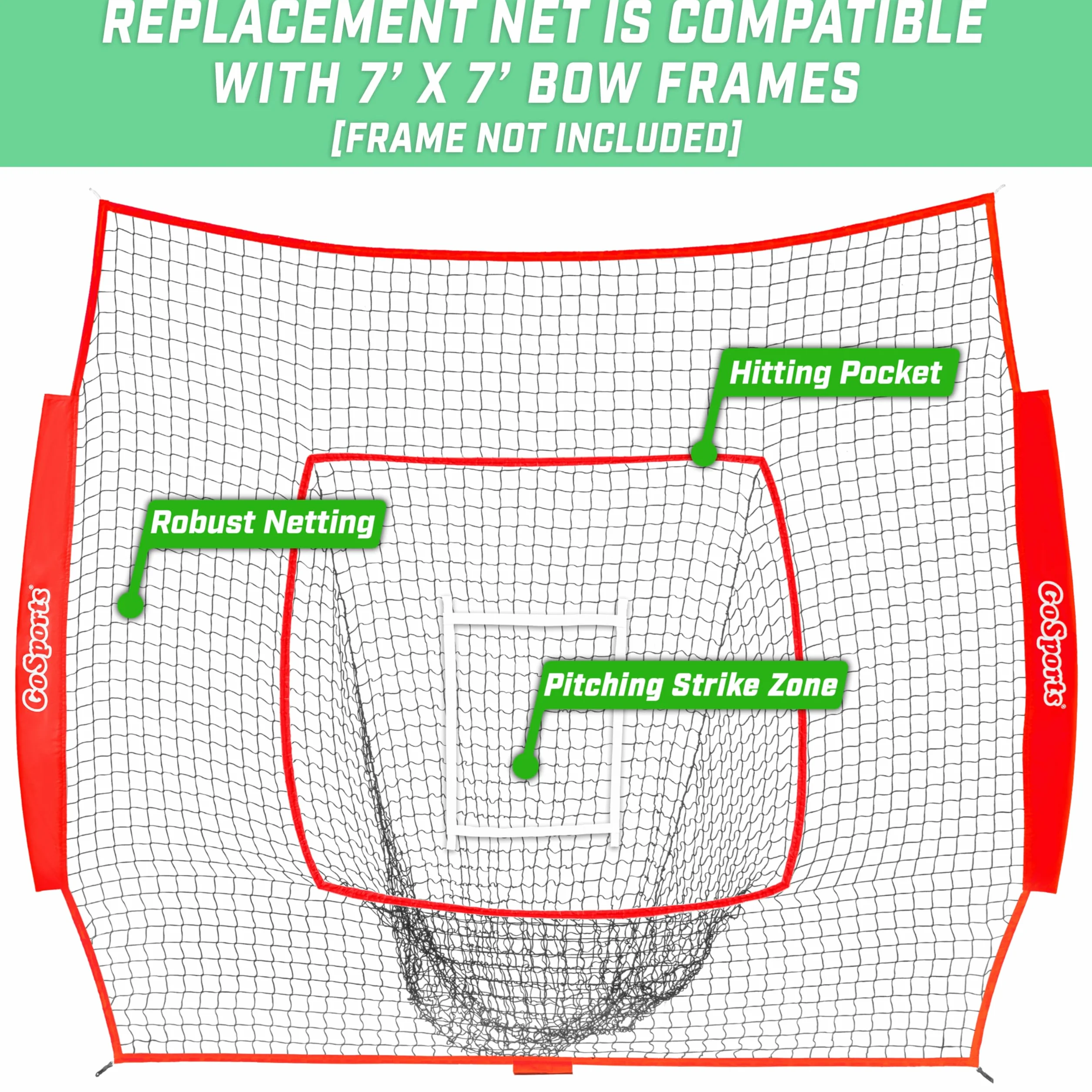 GoSports Filet d'entraînement Baseball Softball 2,1 x 2,1 m avec Arc, Sac de Transport et Zone de Frappe