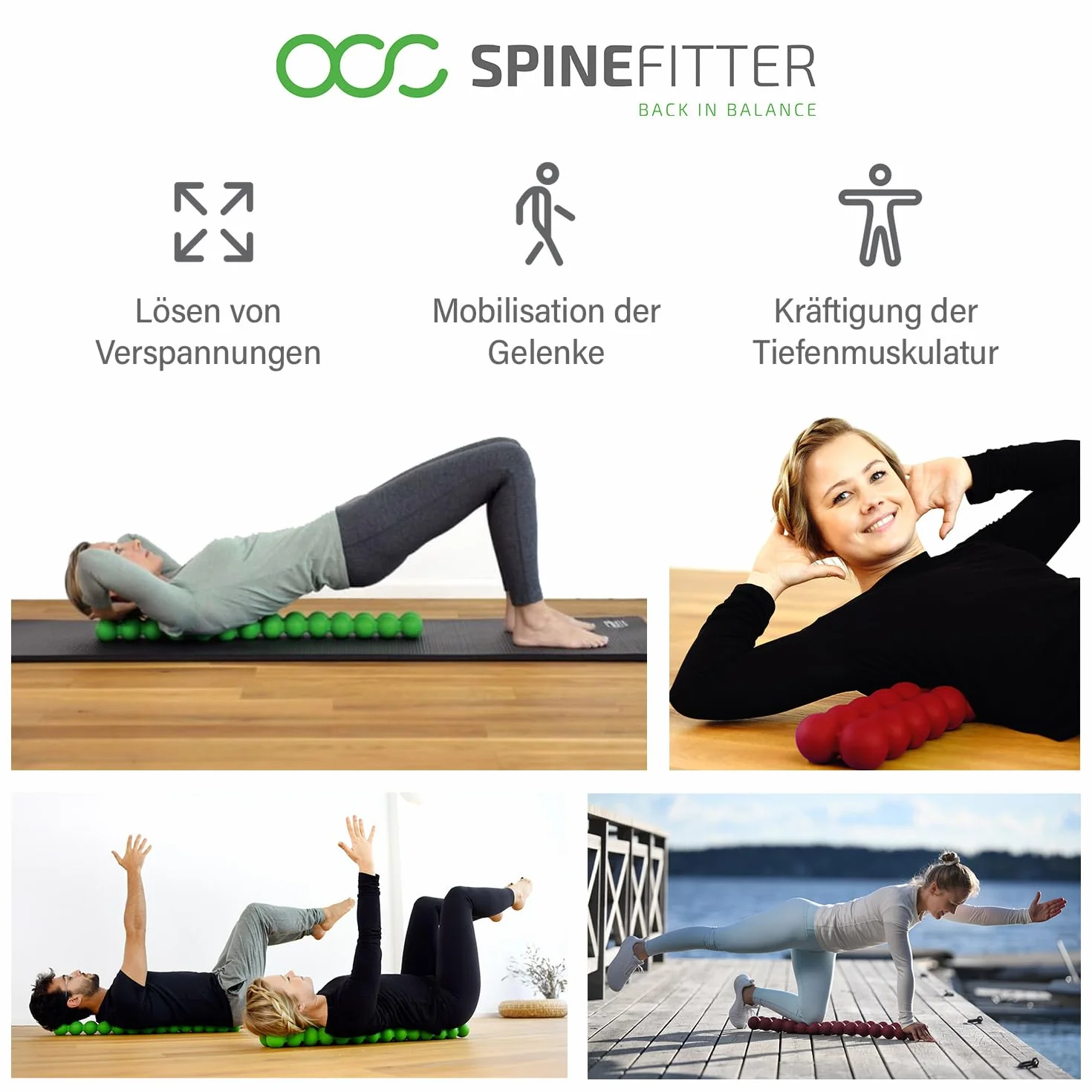 Sissel Spinefit Appareil de massage dos bleu soulager tensions blocages Pilates Yoga colonne vertébrale maison