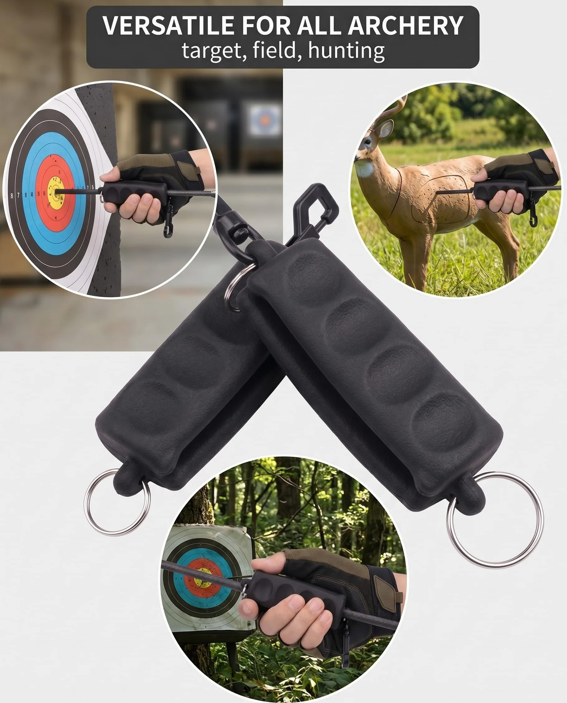 Lot de 2 extracteurs de flèches en caoutchouc noir avec clip ceinture pour arc