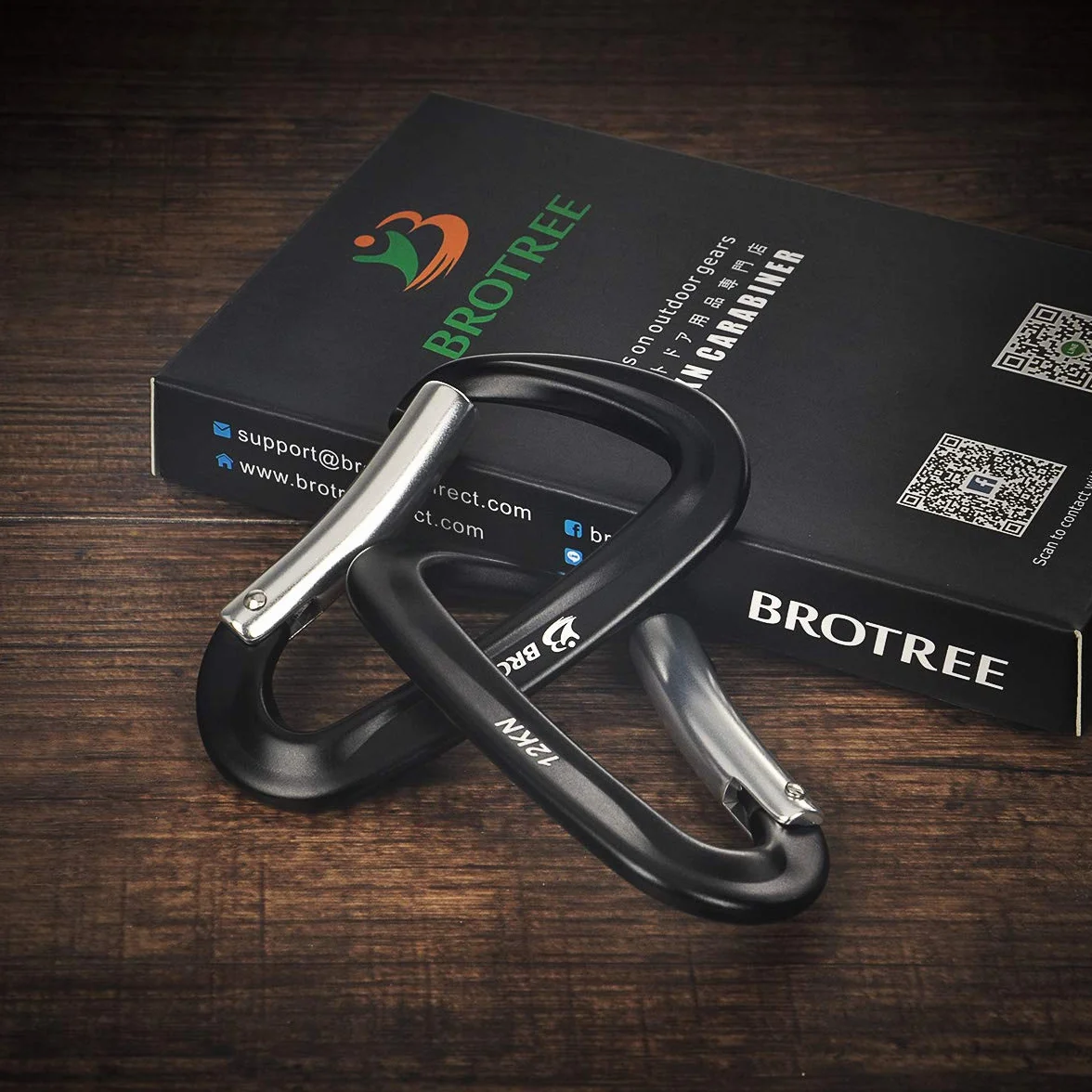 Brotree Mousqueton Tactique 8cm Aluminium 12KN Charge Lourde Forme D pour Hamac Camping
