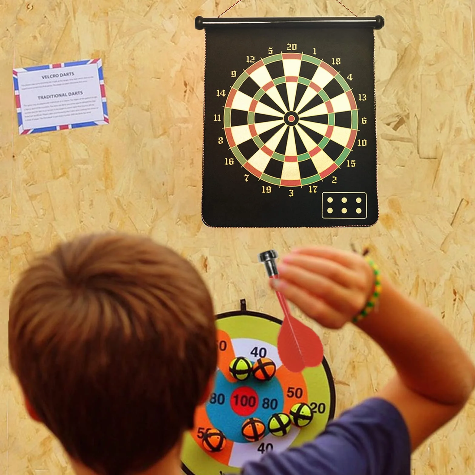 Magnétique Cible de Fléchette Ø38cm - Jeu de Fléchettes Sécurisé pour Enfants et Adultes