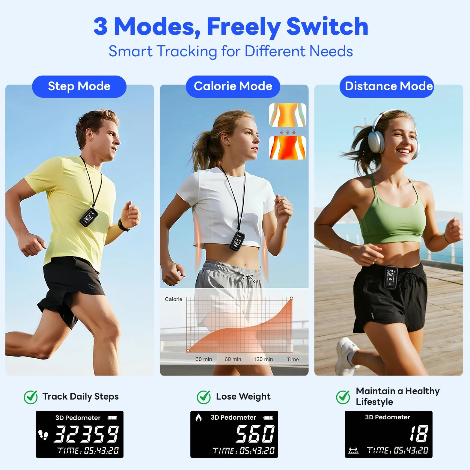 Podomètre Non Connecté Précis à Clipser, Compteur de Pas avec Grand Écran LCD, pour Marche Course Jogging Randonée