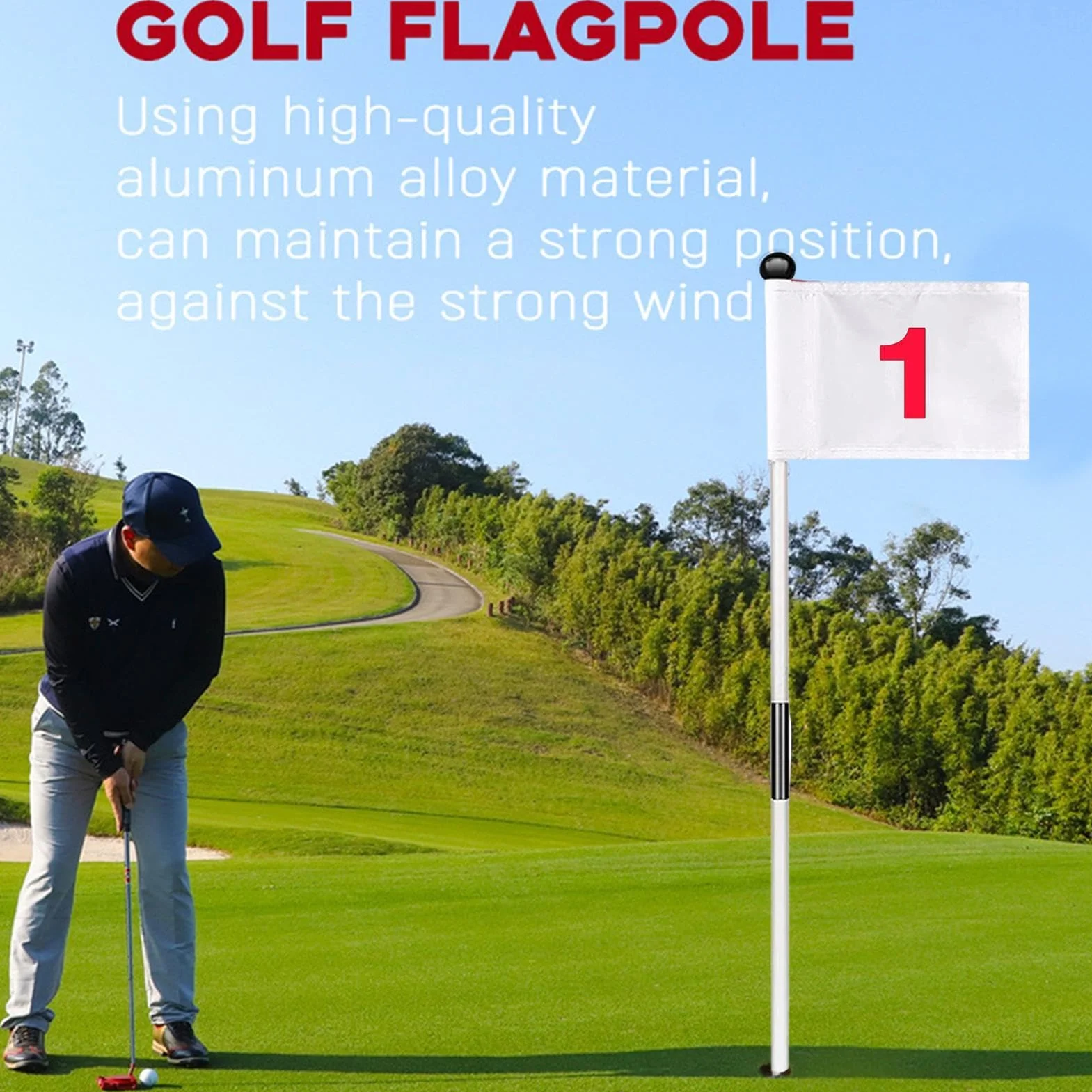 Ensemble de drapeaux de golf portable amovible trou de golf professionnel durable robuste stable