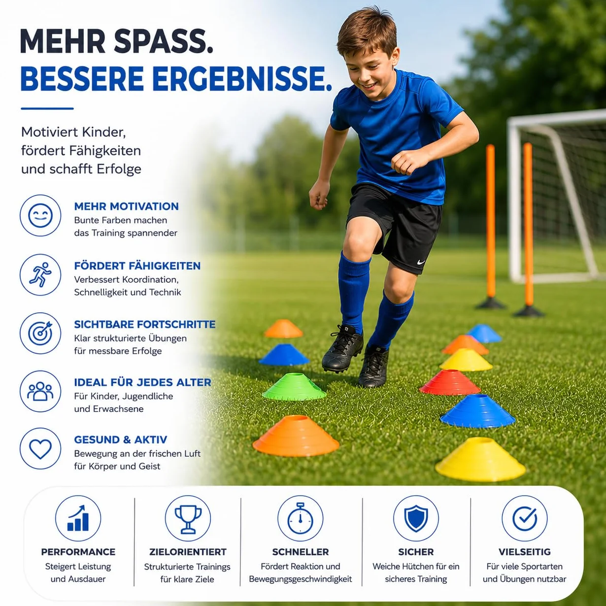Cônes de marquage colorés, Accessoires pour l'entraînement de Football et de Slalom