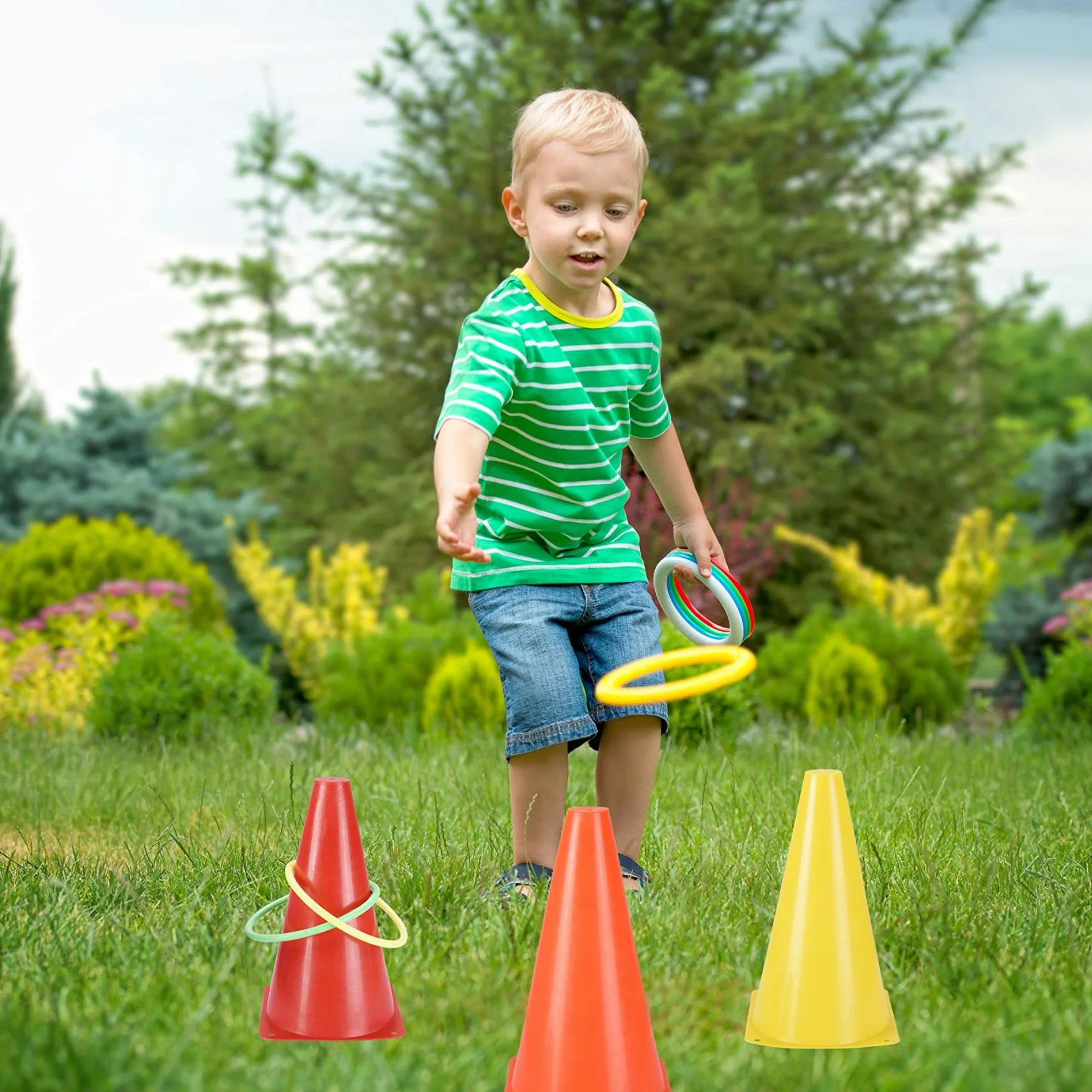 Jeux de Carnaval en Plein Air 31 Pièces, Lancer de Sacs de Haricots 3 en 1, Cônes en Plastique Souples pour Enfants