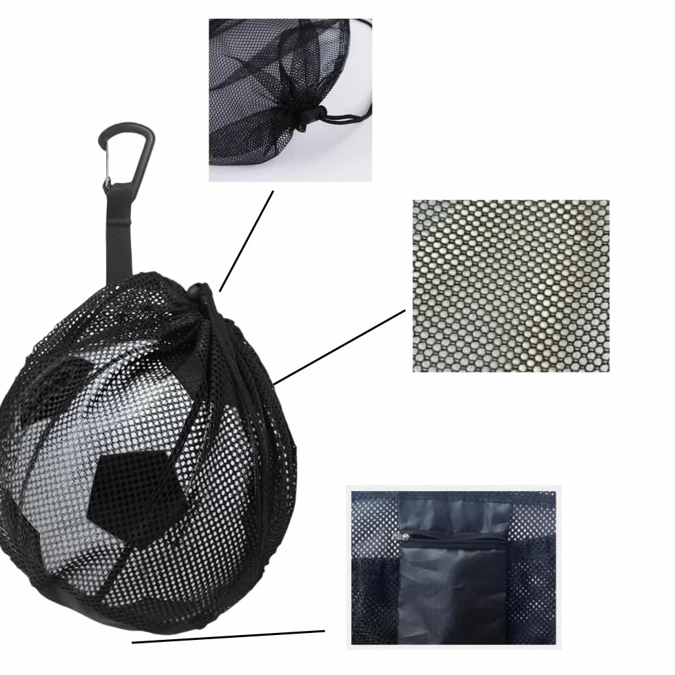 Sac en Maille Filet Grand Capacité pour Basketball Volleyball Football Noire