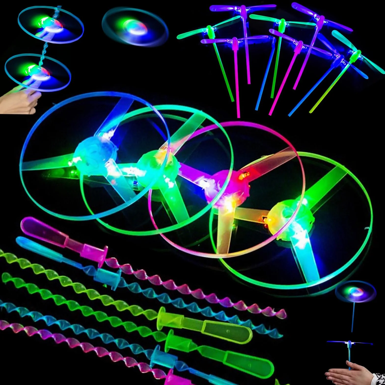 LUKIUP 24 Volant Lumineux LED Helicoptère Jouet Extérieur