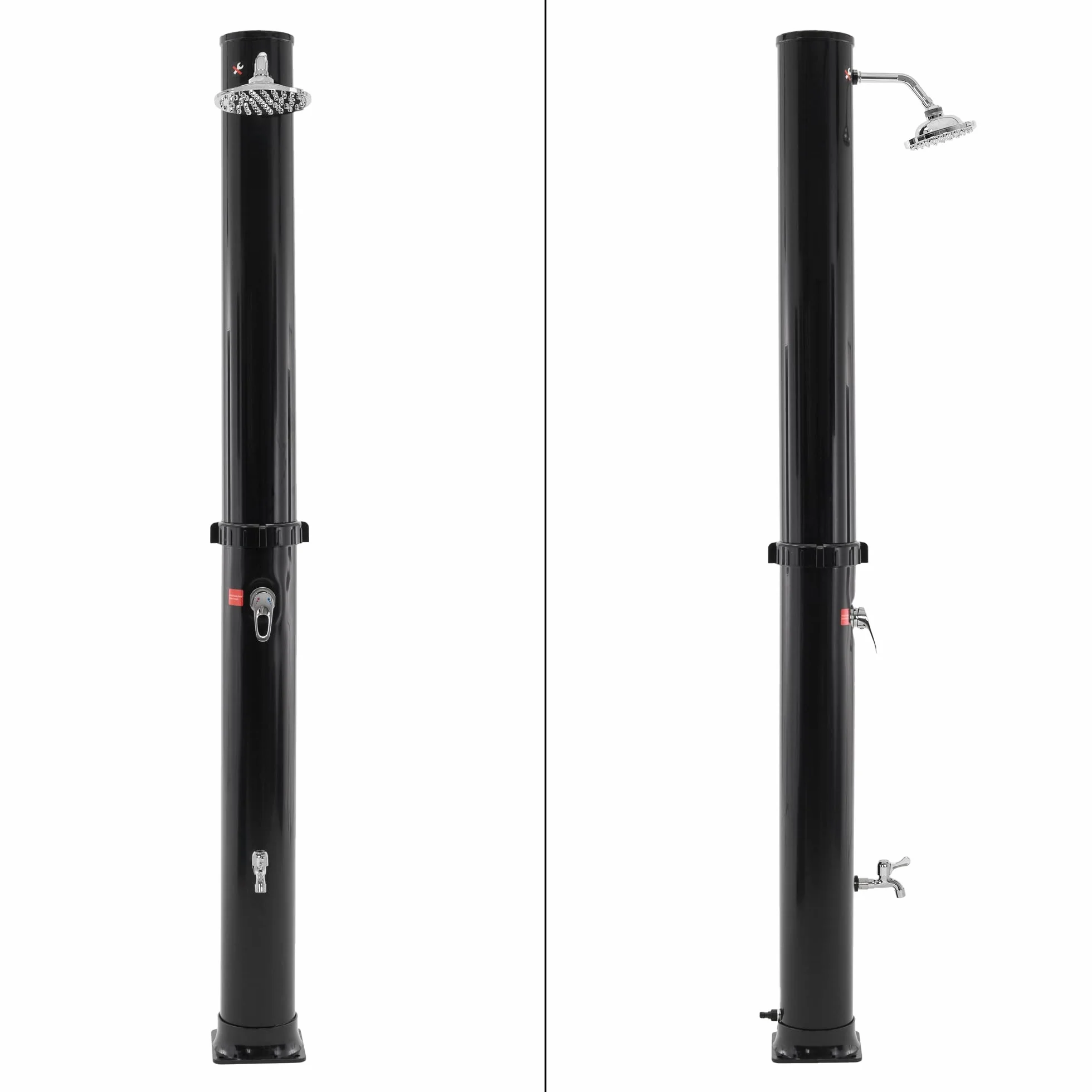Douche de Jardin Solaire 35 L 217 cm ML-Design Noir avec Pomme de Douche à Effet Pluie Pivotante 180°