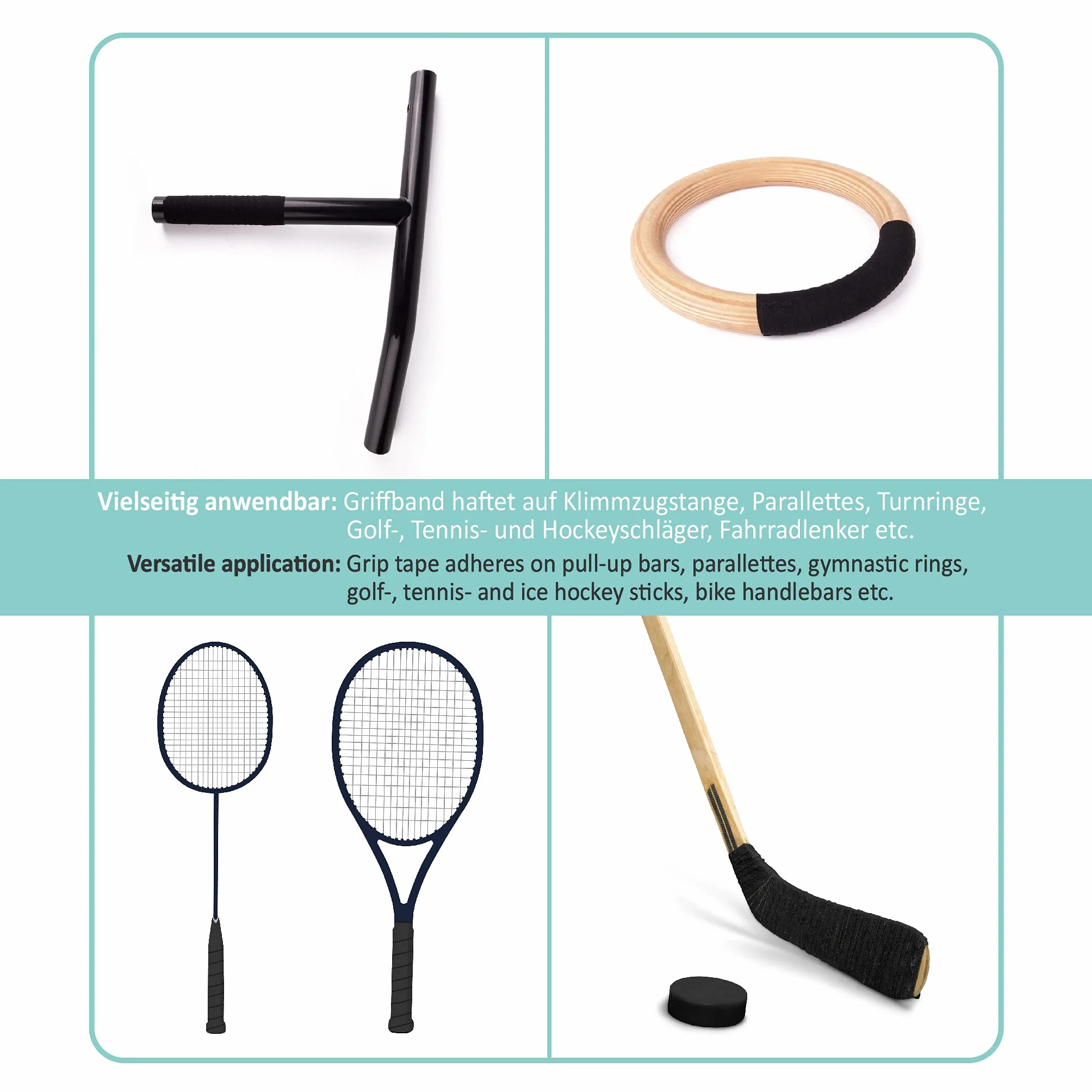 Ruban antidérapant Pullup&Dip pour Golf, Tennis, Badminton, Hockey sur Gazon et Barres de Traction