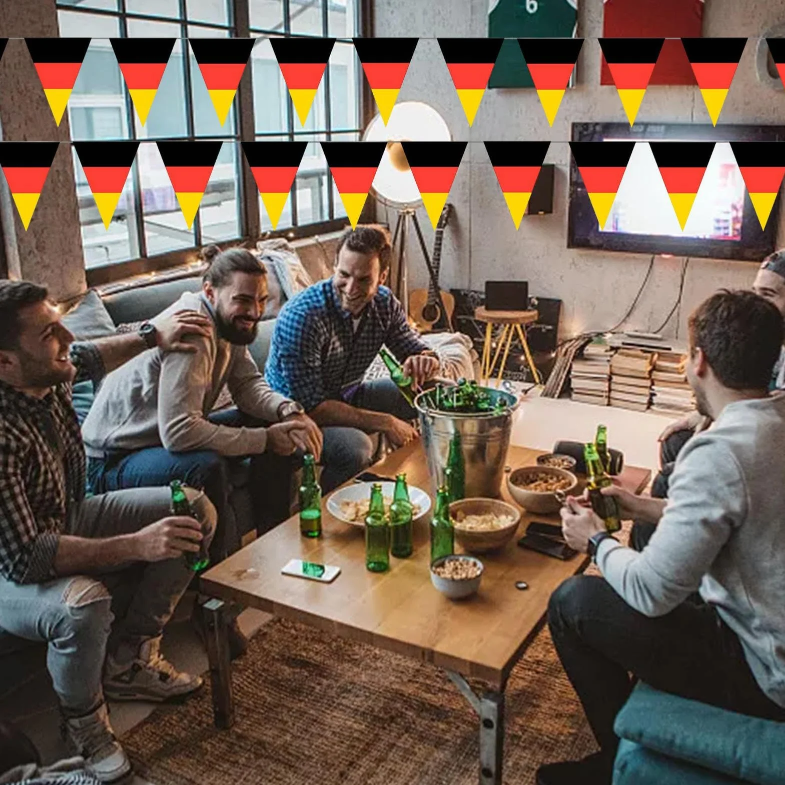 Bannière Allemagne 32,81 pieds Drapeaux triangulaires fanion résistant à la décoloration football
