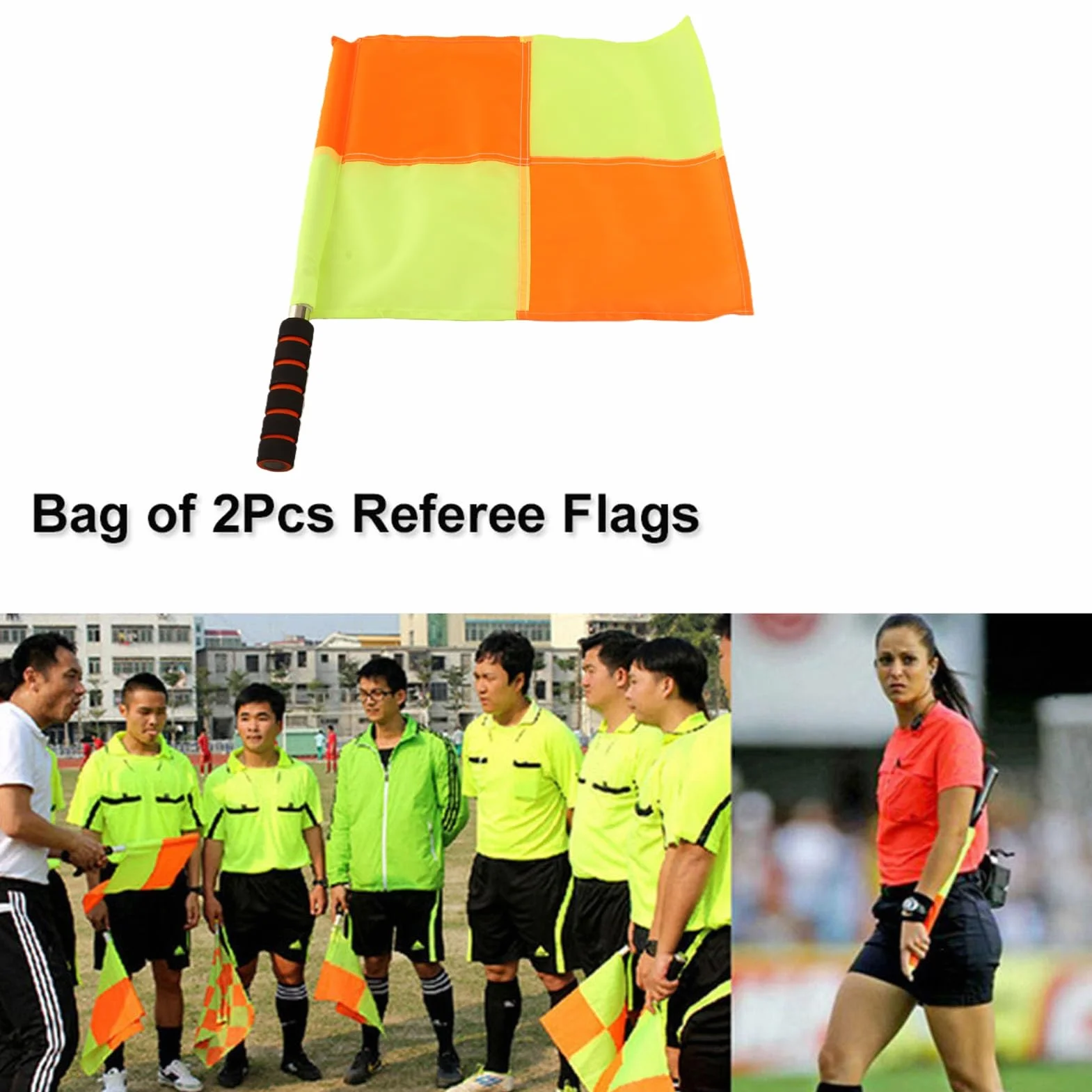 Akozon Drapeaux de Football Arbitre 2PCS Juge de Ligne avec Sac de Rangement