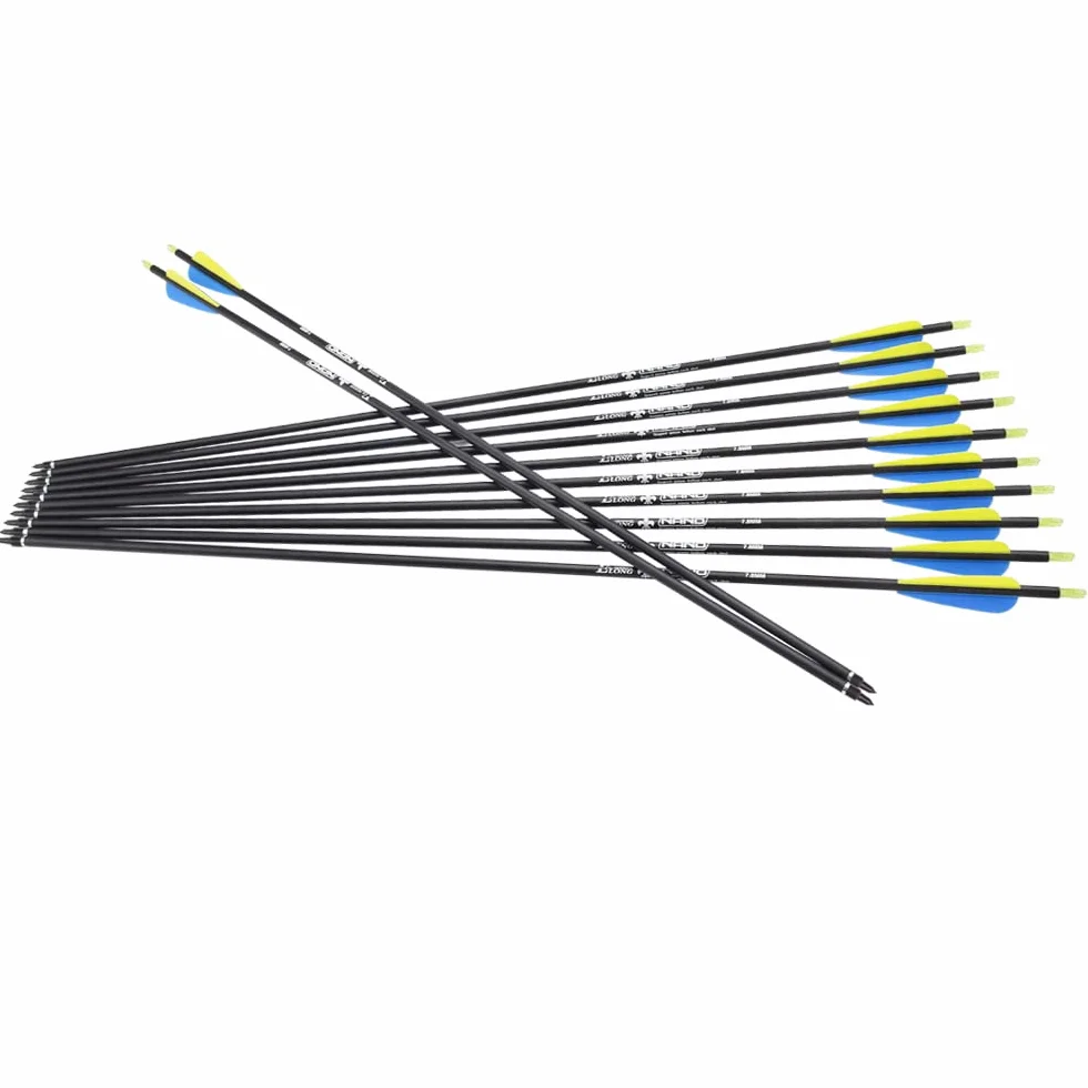 Flèches de Chasse 28 30 32 Pouces 12 pcs Tir à l'Arc pour Arc Classique et Arc à Poulies Cible d'Entraînement